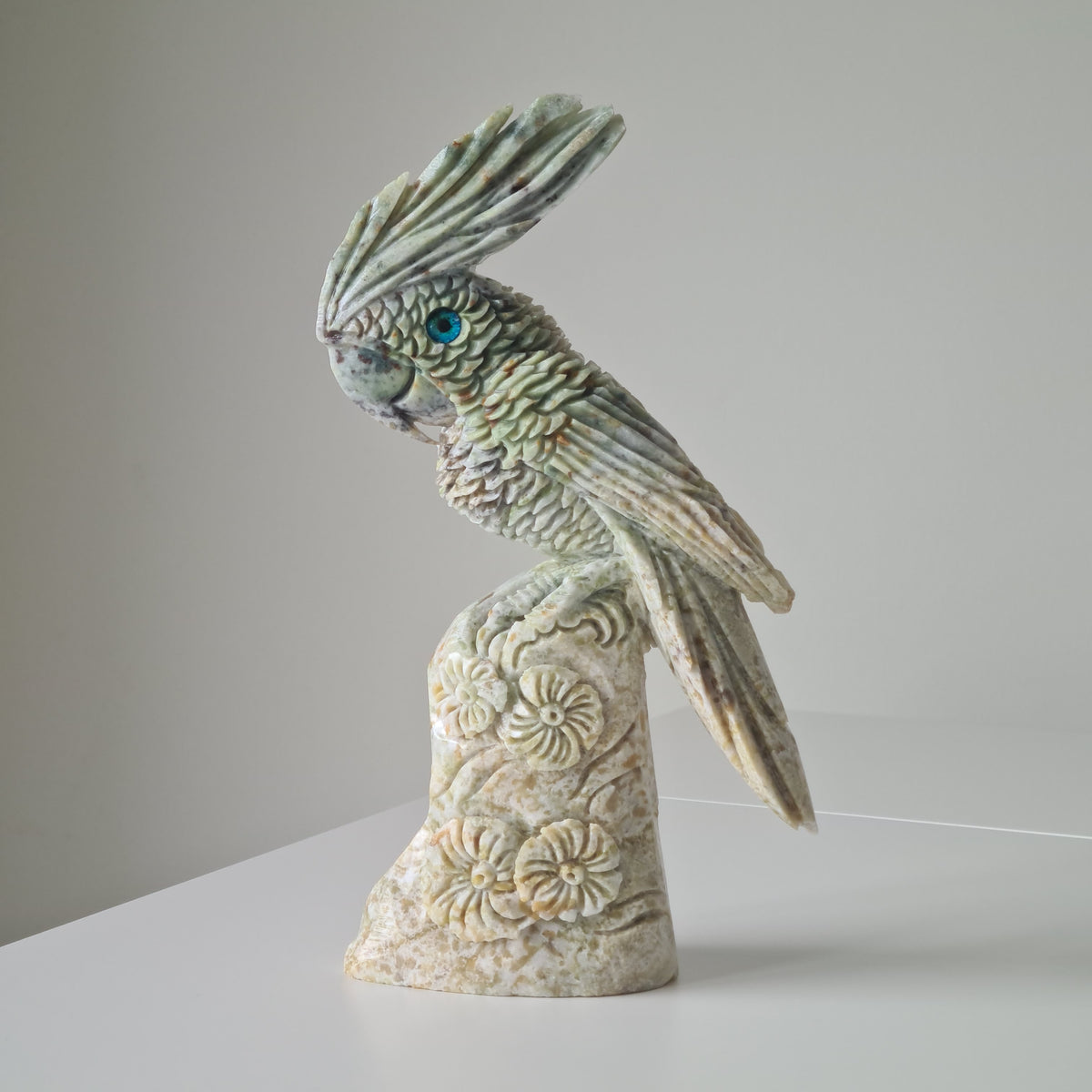Jade Crystal Bird | Piece B | Handcarved | 24 cm tall