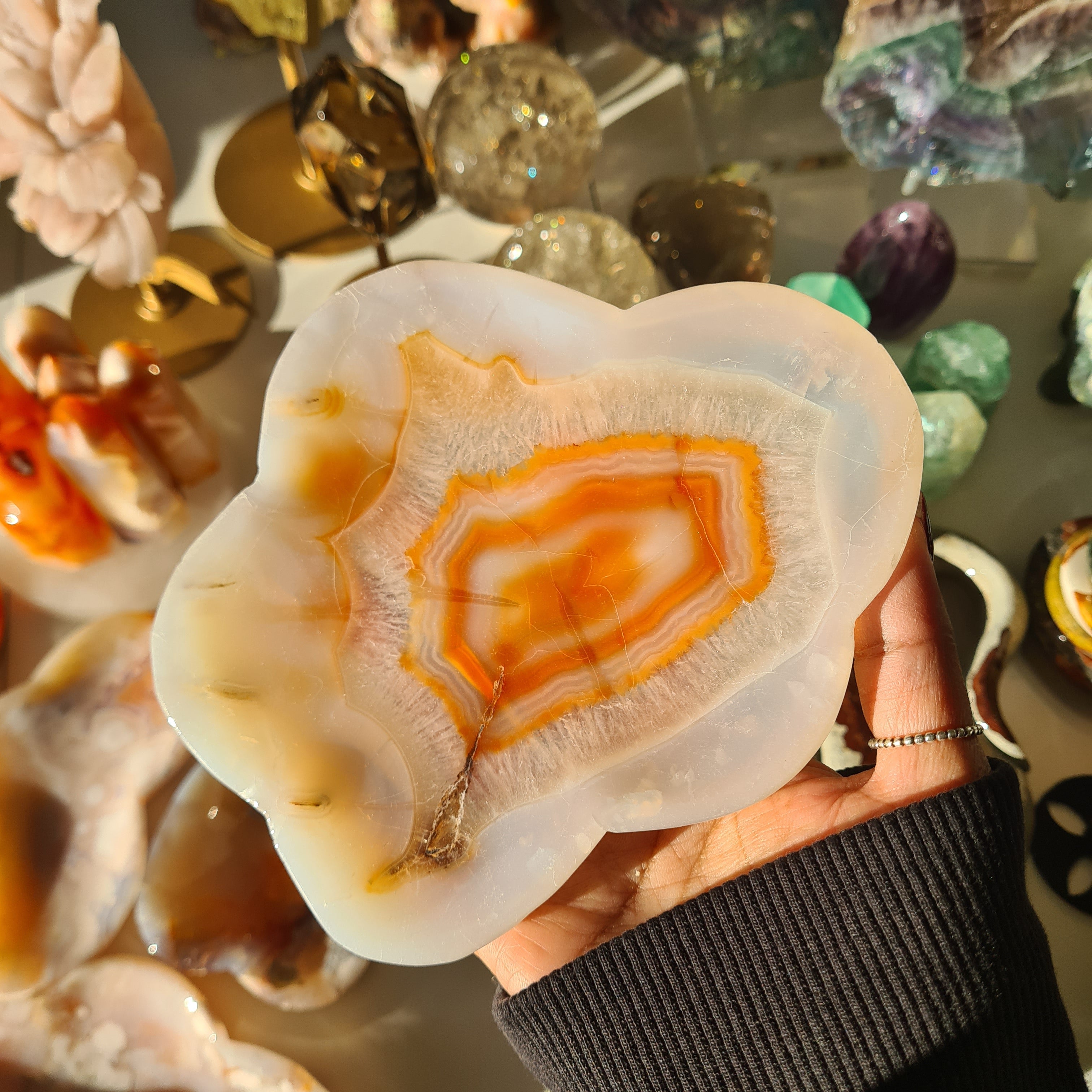Carnelian Flower Agate Bowl | F | 15 cm