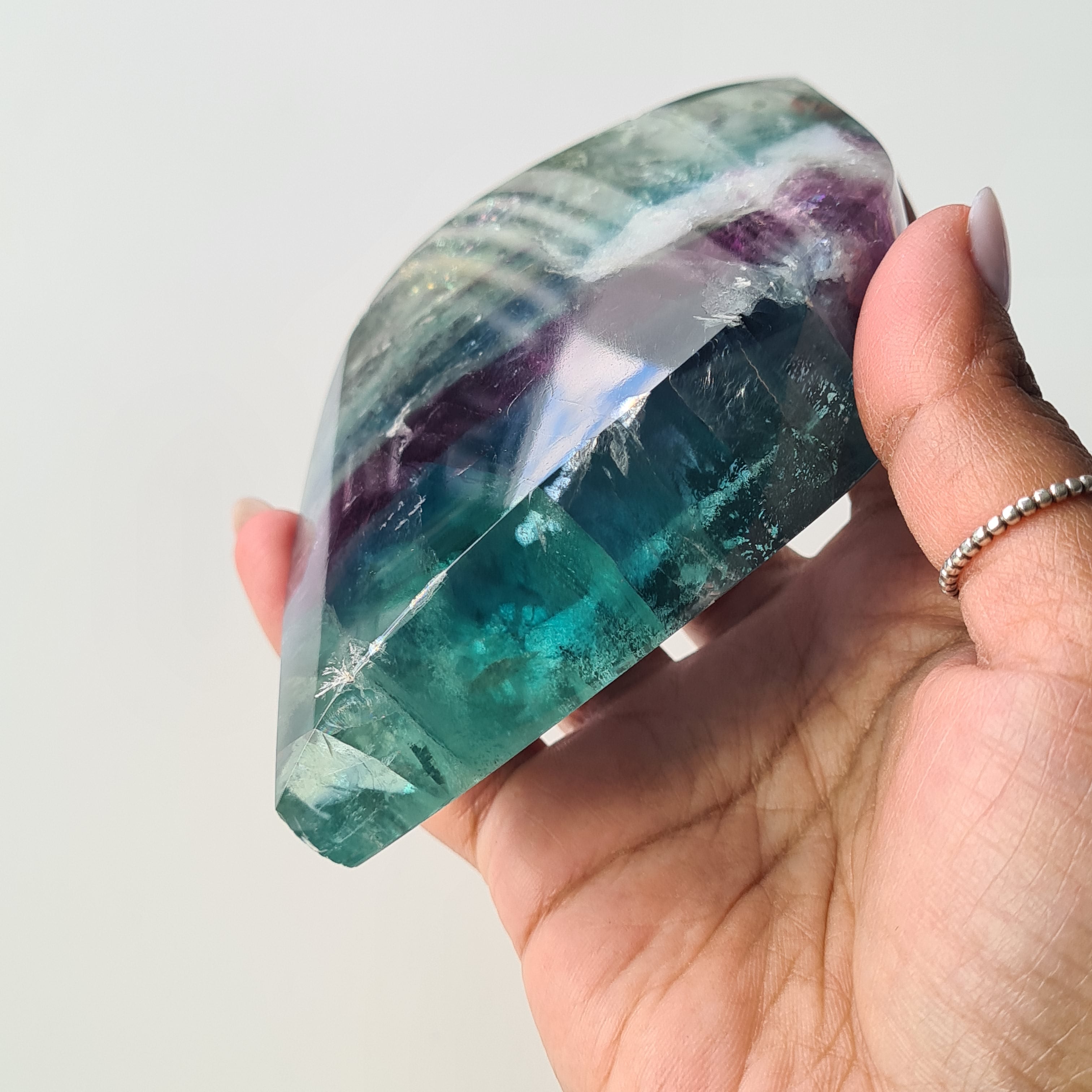 Dreamy Fluorite on Stand | Natural imperfections visible | More green in naked eyes | 19 Cm tall with stand