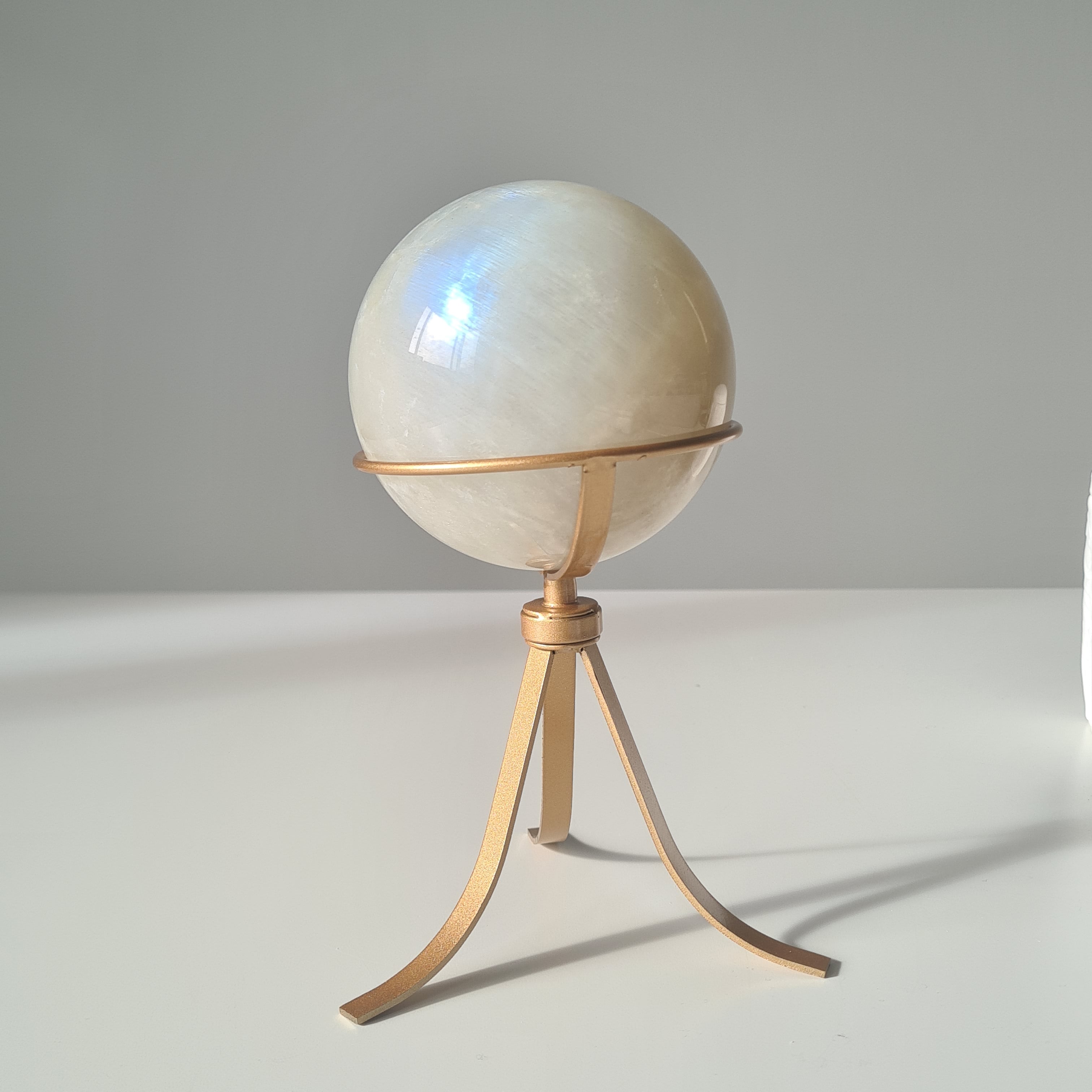 Moonstone Sphere with Blue Flash on custom stand  ✨ | A | Appx 890 g