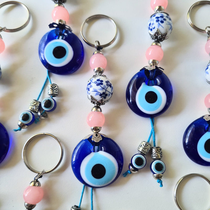 Evil Eye ~ Key Chain Pink & Blue bead