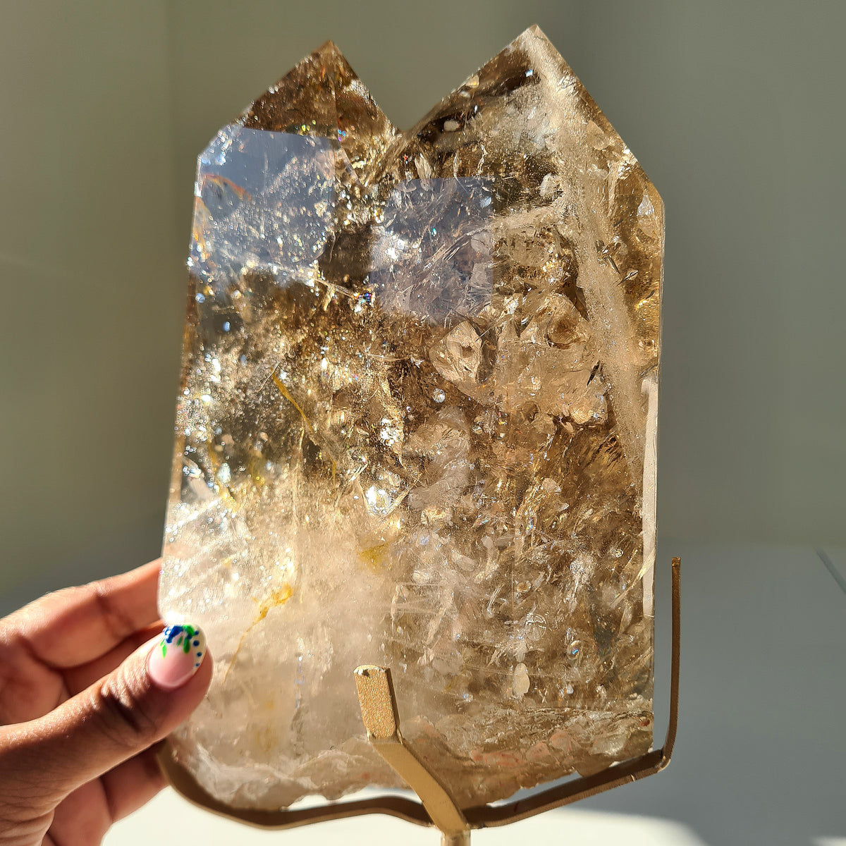 Smokey Citrine Cathedral With Stand| 1.9 kg | Appx 30 cm tall with stand