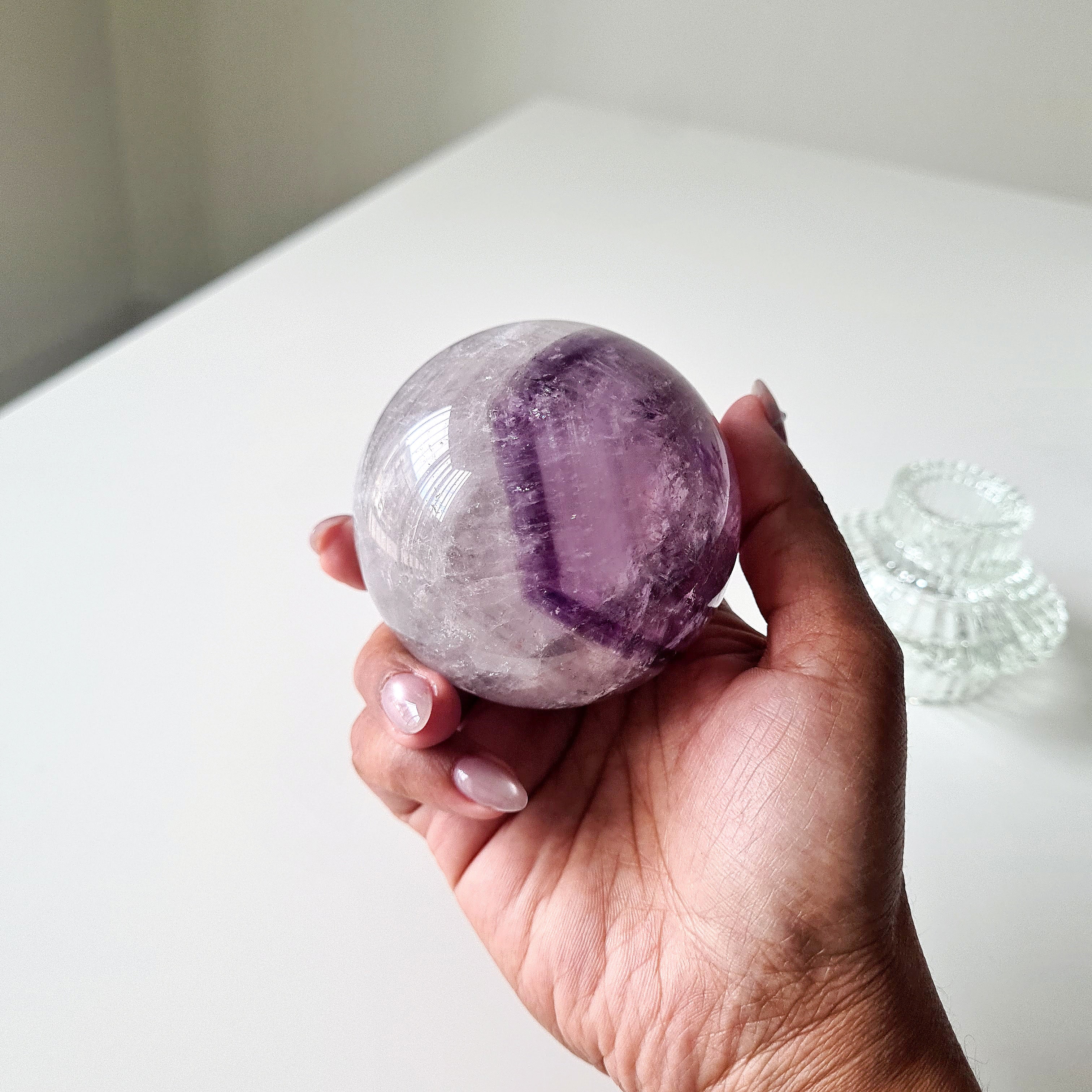 Amethyst Phantom Sphere with stand
