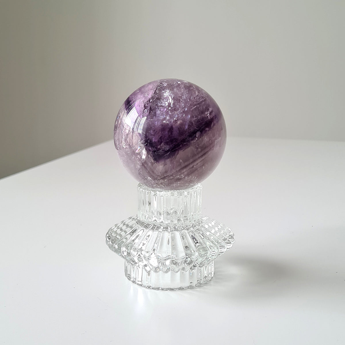 Amethyst Phantom Sphere with stand