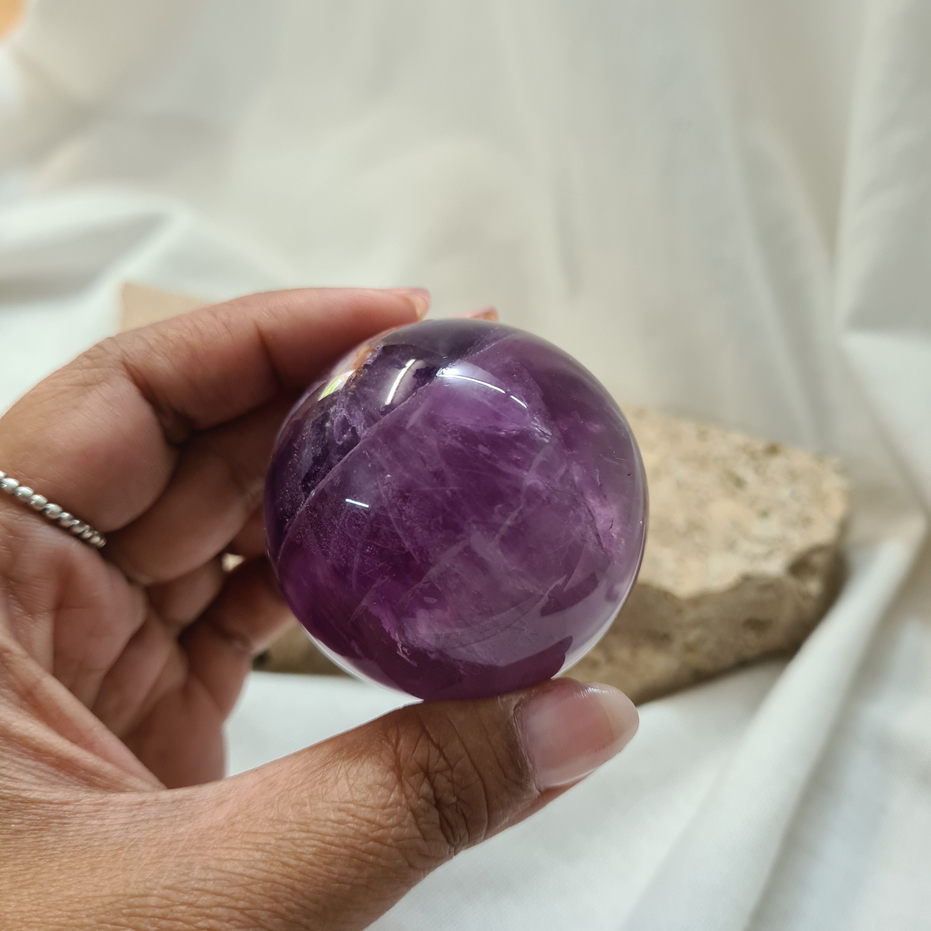 Purple Fluorite Sphere with brass stand | 182 g