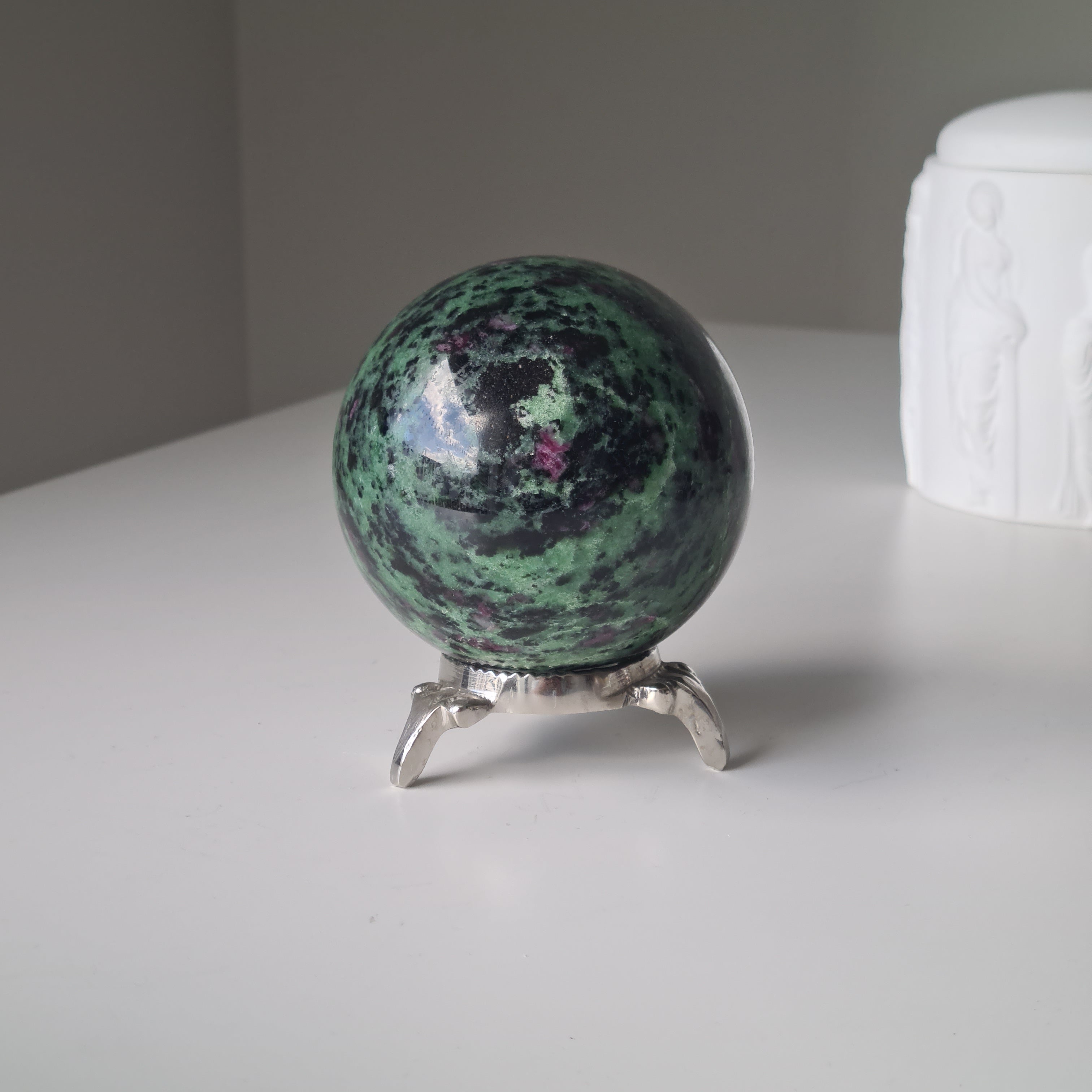 Ruby In Zoisite With Metal Stand
