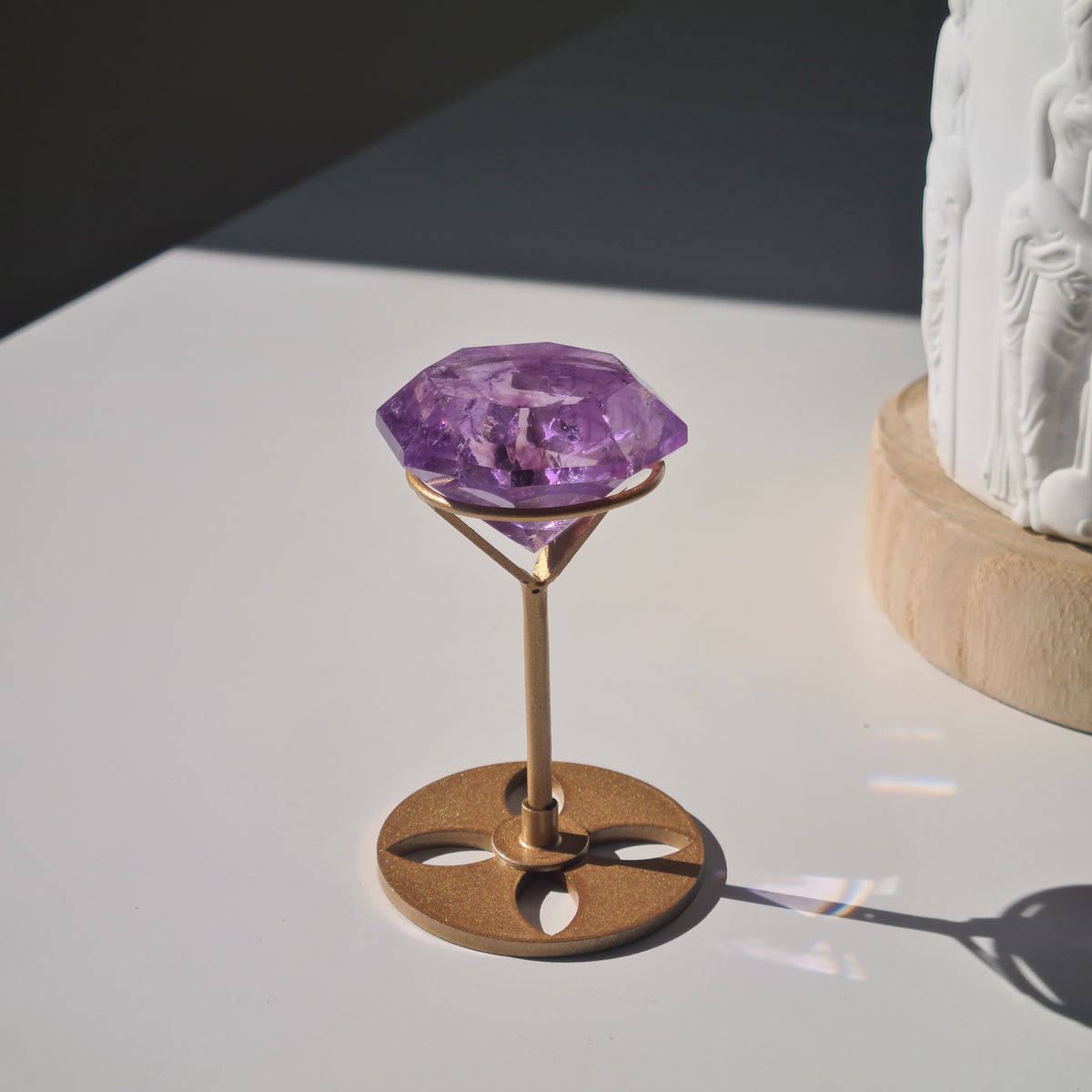Amethyst Diamond Carving on Stand | 3.8 cm