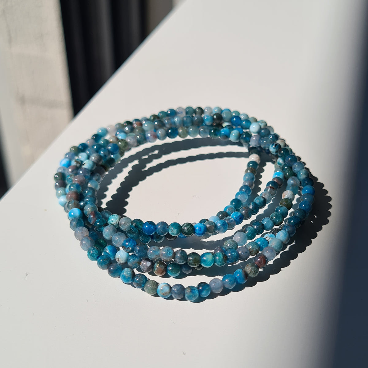 Blue Apatite Crystal Beaded Bracelet | 1 Piece