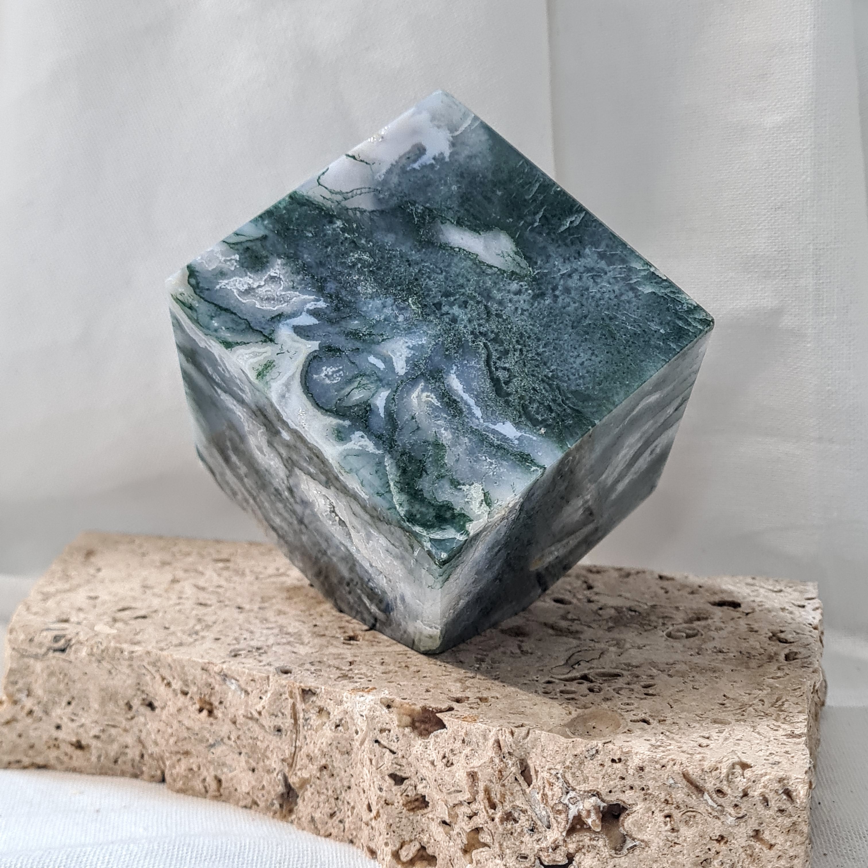 Moss Agate | Large cube