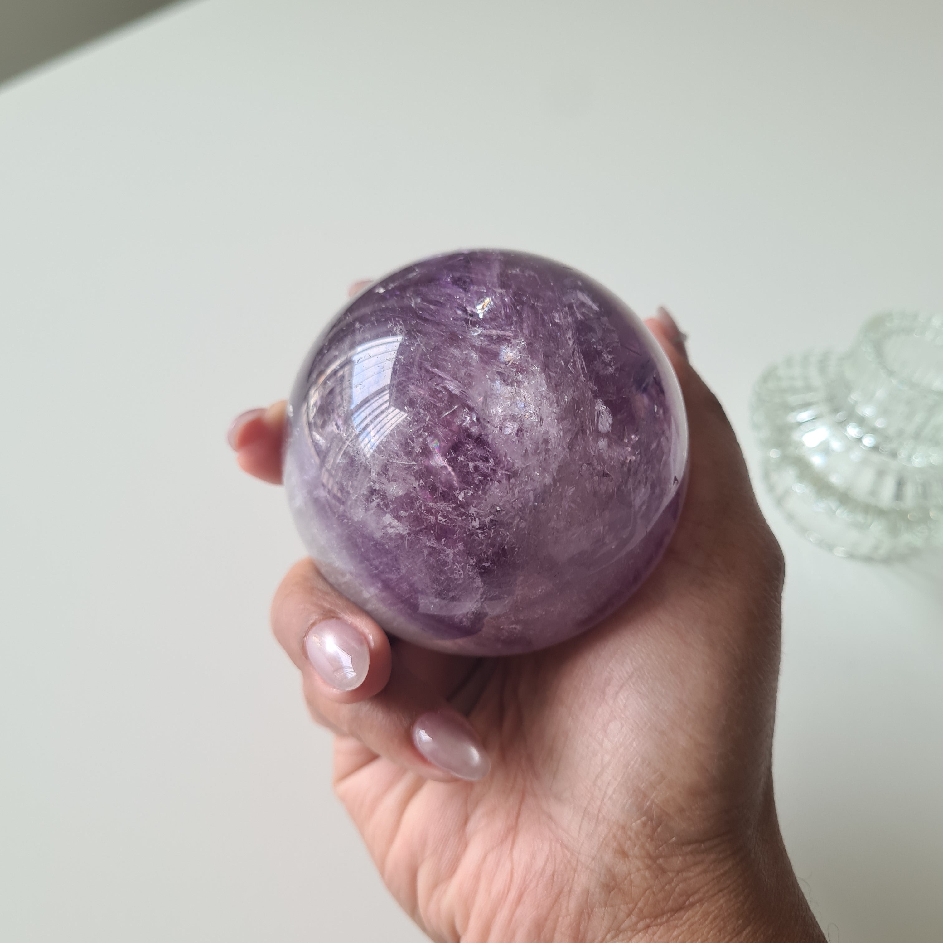 Amethyst Phantom Sphere with stand
