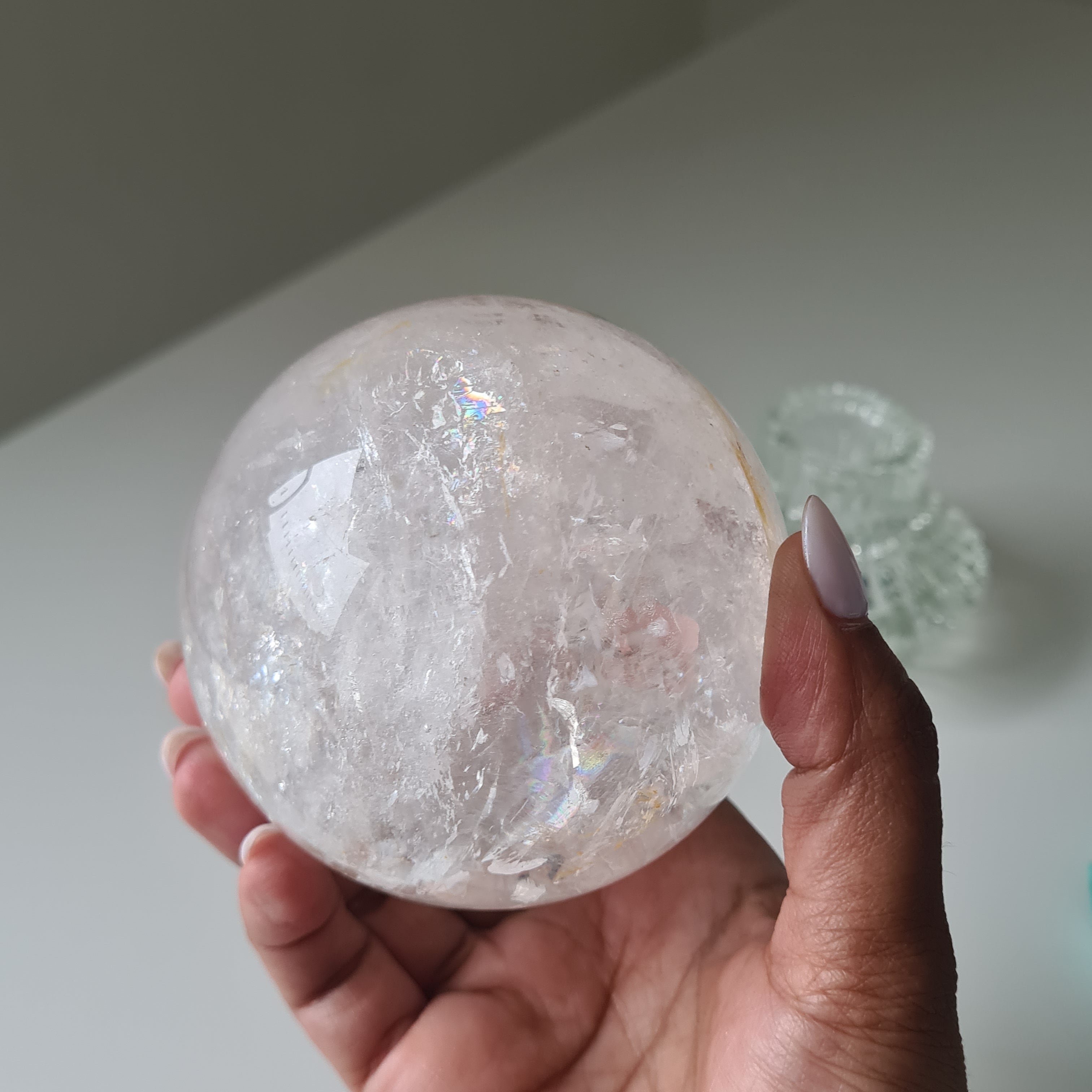 Clear Quartz Sphere With Stand | 7.4 Cm Sphere