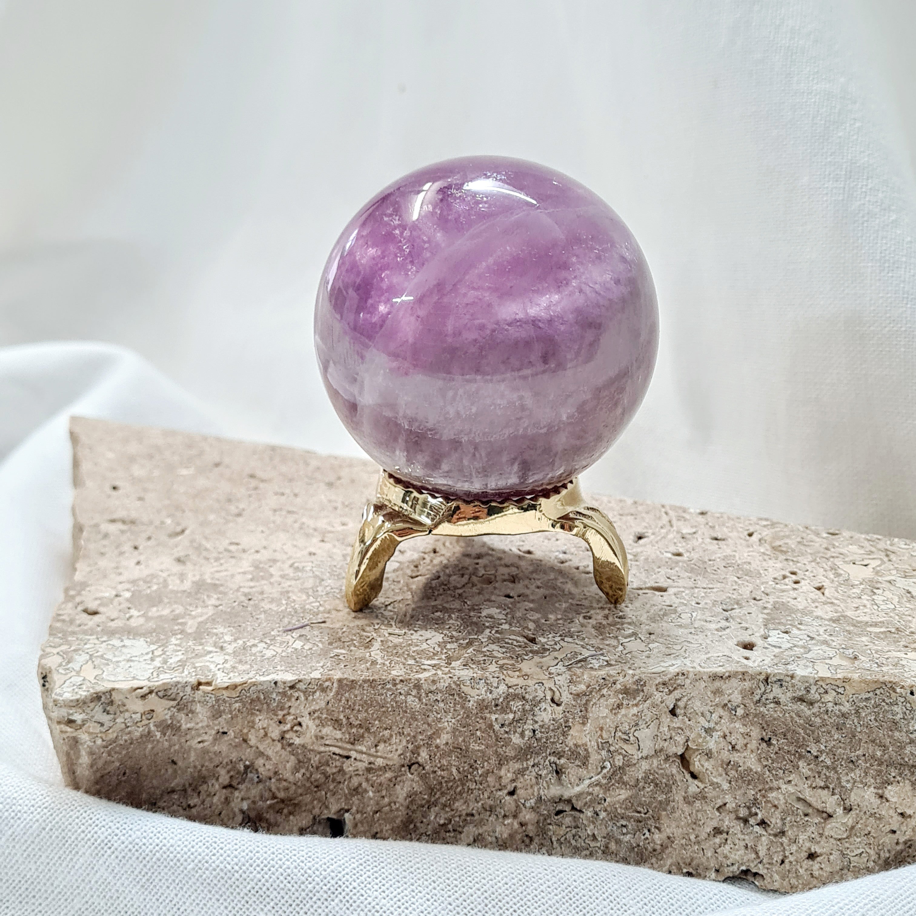 Lilac Fluorite Sphere with brass stand | 263 g