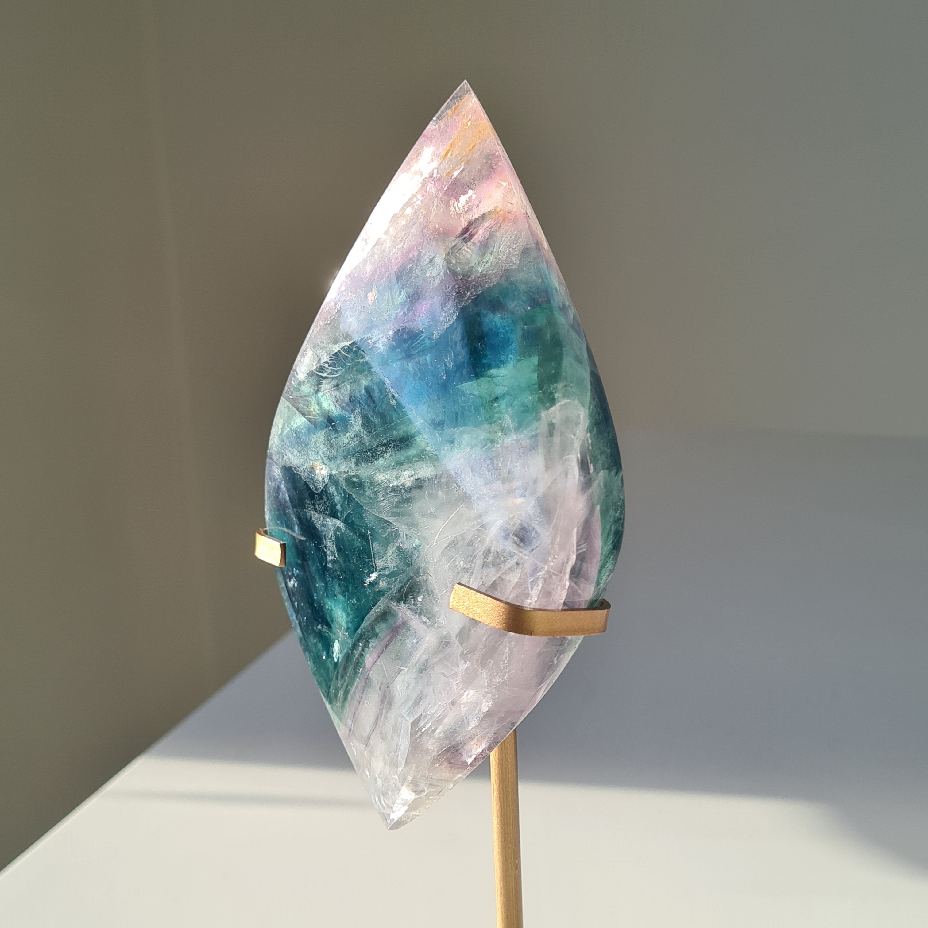 Dreamy Fluorite on Stand | Natural imperfections visible | 21.5 Cm tall with stand