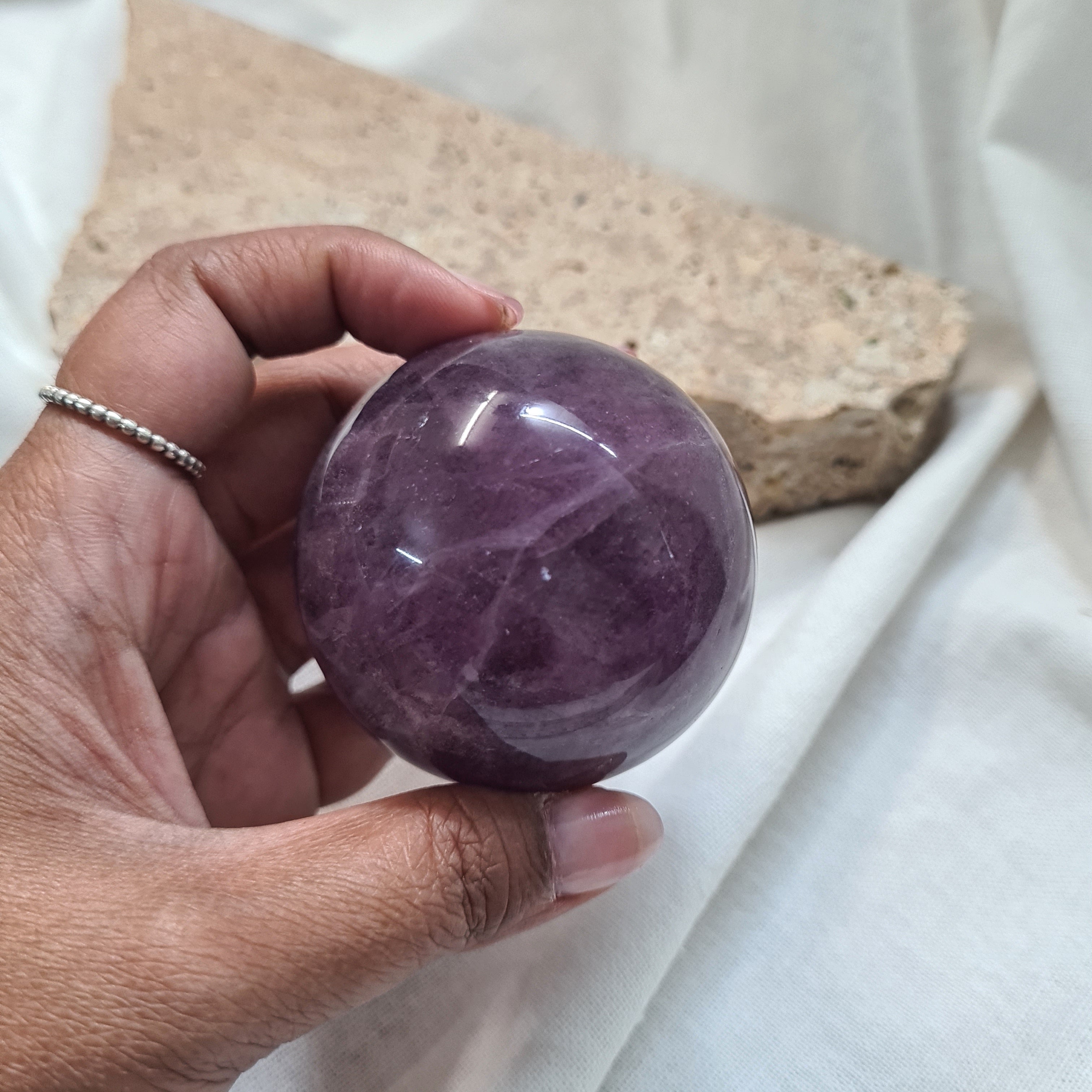 Purple Fluorite Sphere with brass stand | 283 g