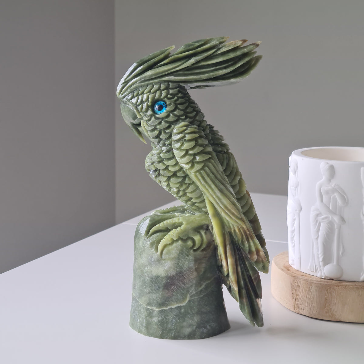 Jade Crystal Bird | Piece D | Handcarved | 21 cm tall
