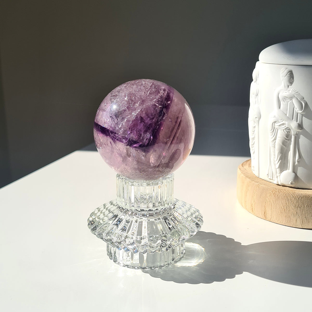 Amethyst Phantom Sphere with stand