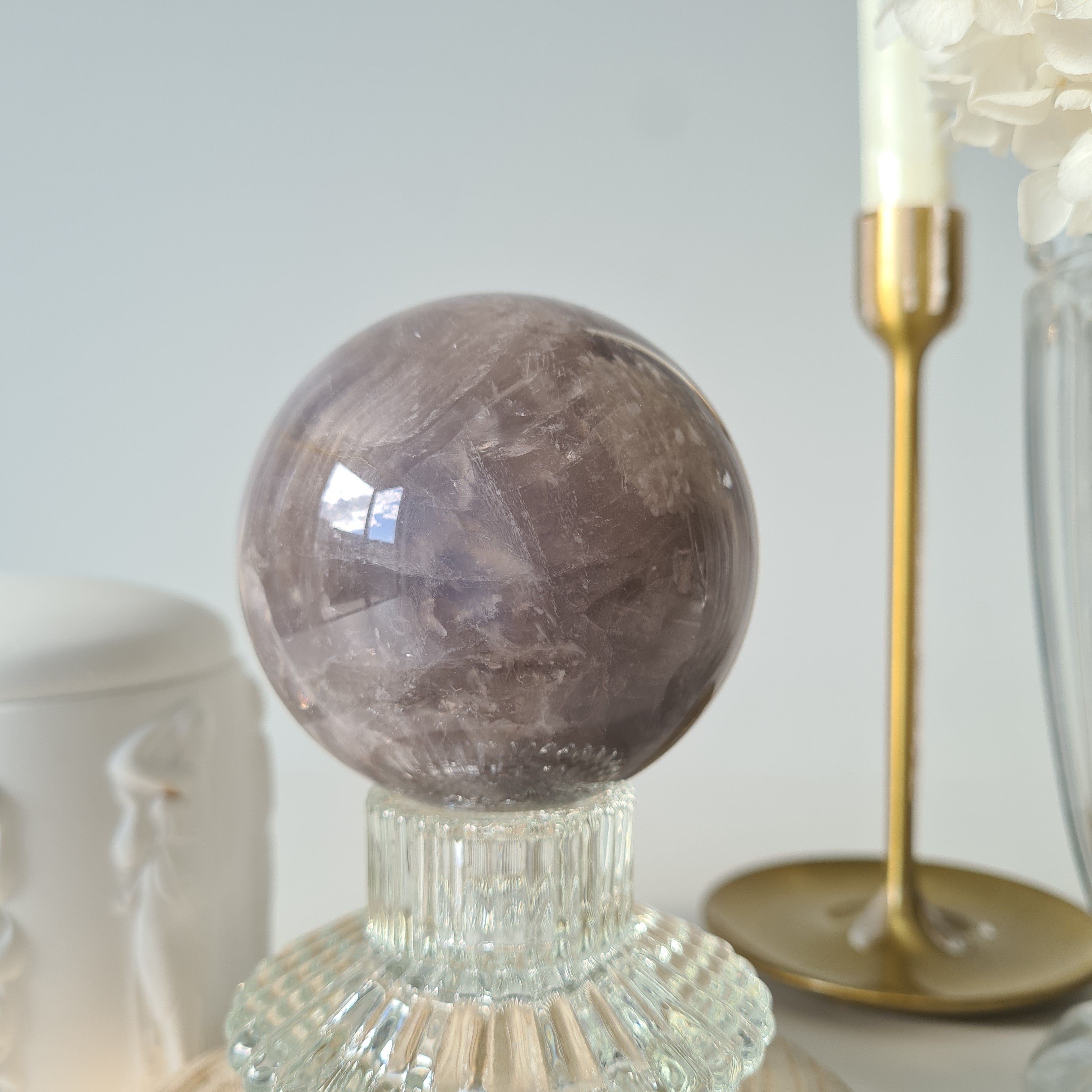 Blue Rose Quartz Sphere with stand | B | 540 g