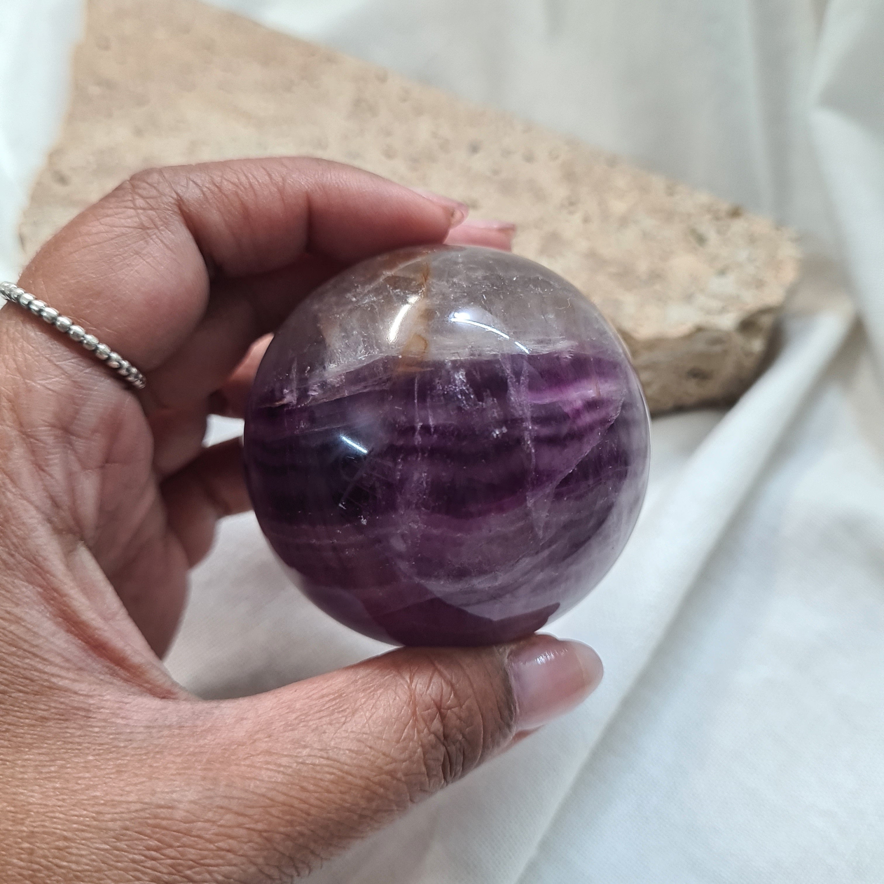 Purple Fluorite Sphere with brass stand | 283 g