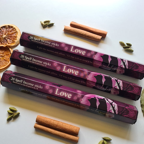 Love Spell Incense Sticks | Mint, lavender, orange blossom, and wood Scent