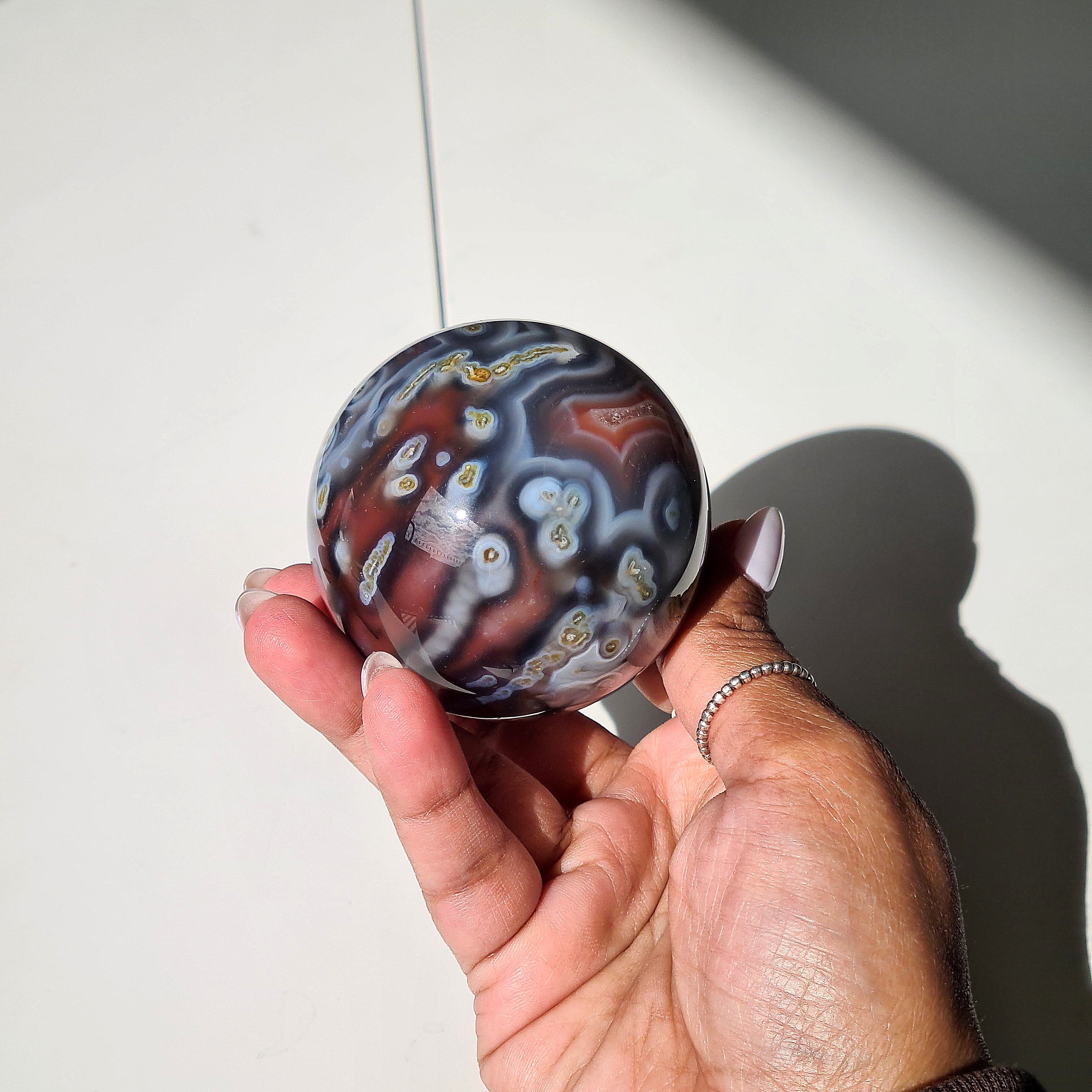 Swazi Agate Sphere with glass stand | D | 290 g | Appx 5.4cm