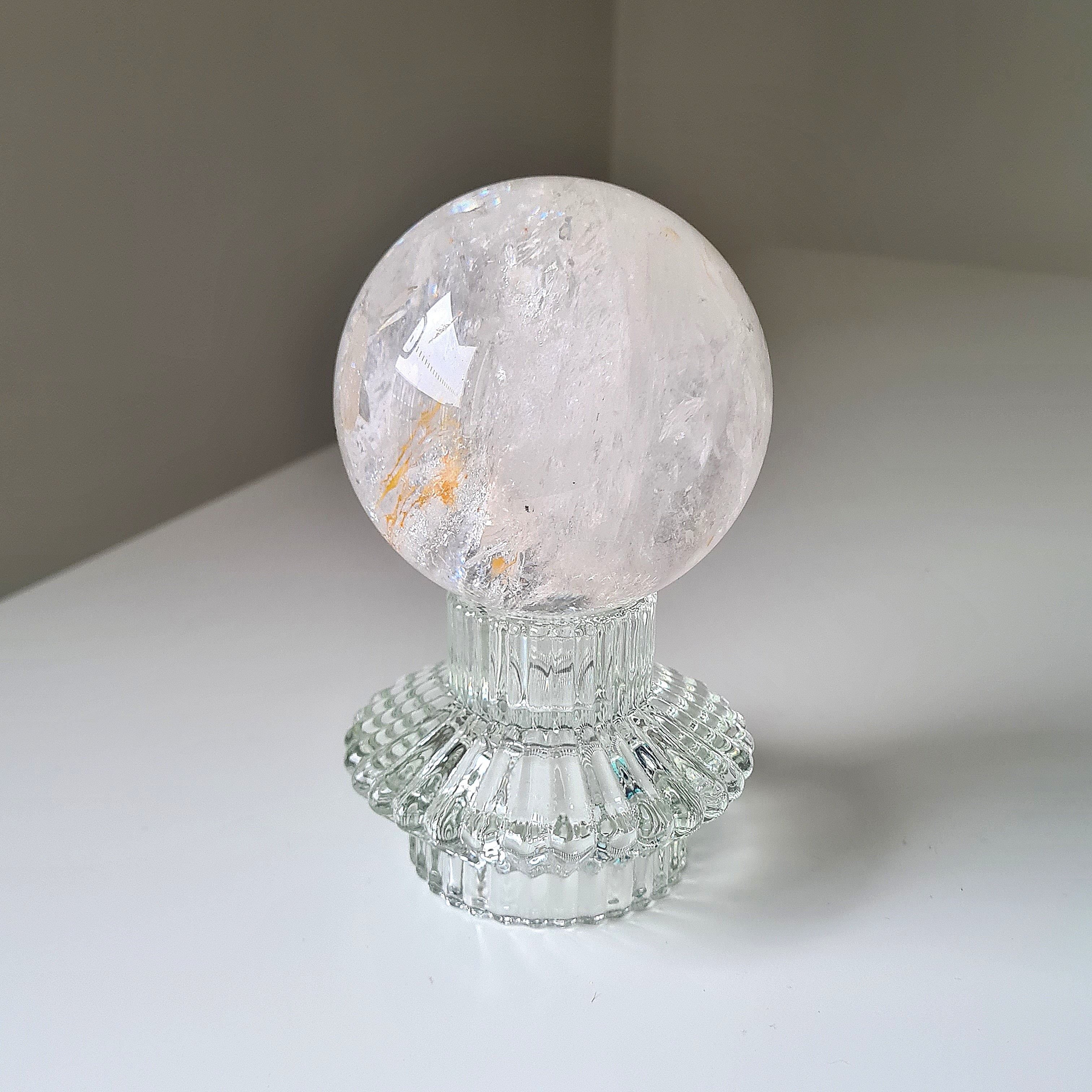 Clear Quartz Sphere With Stand | 7.4 Cm Sphere