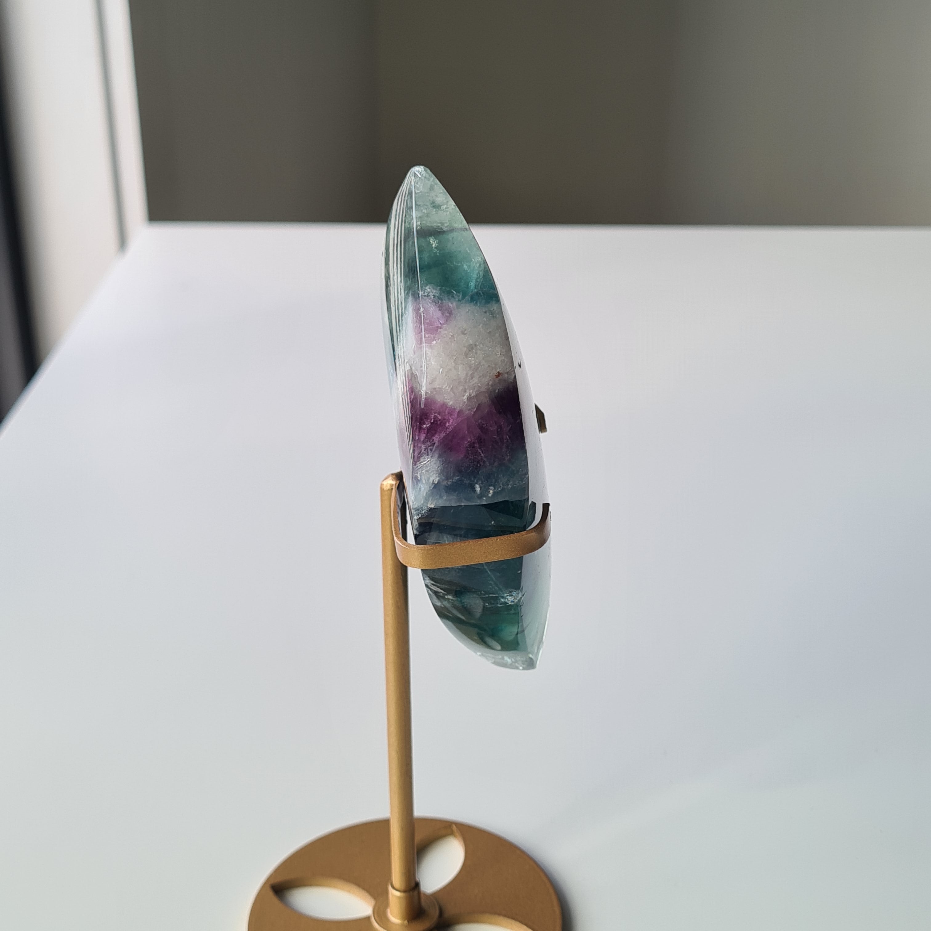 Dreamy Fluorite on Stand | Natural imperfections visible | More green in naked eyes | 19 Cm tall with stand