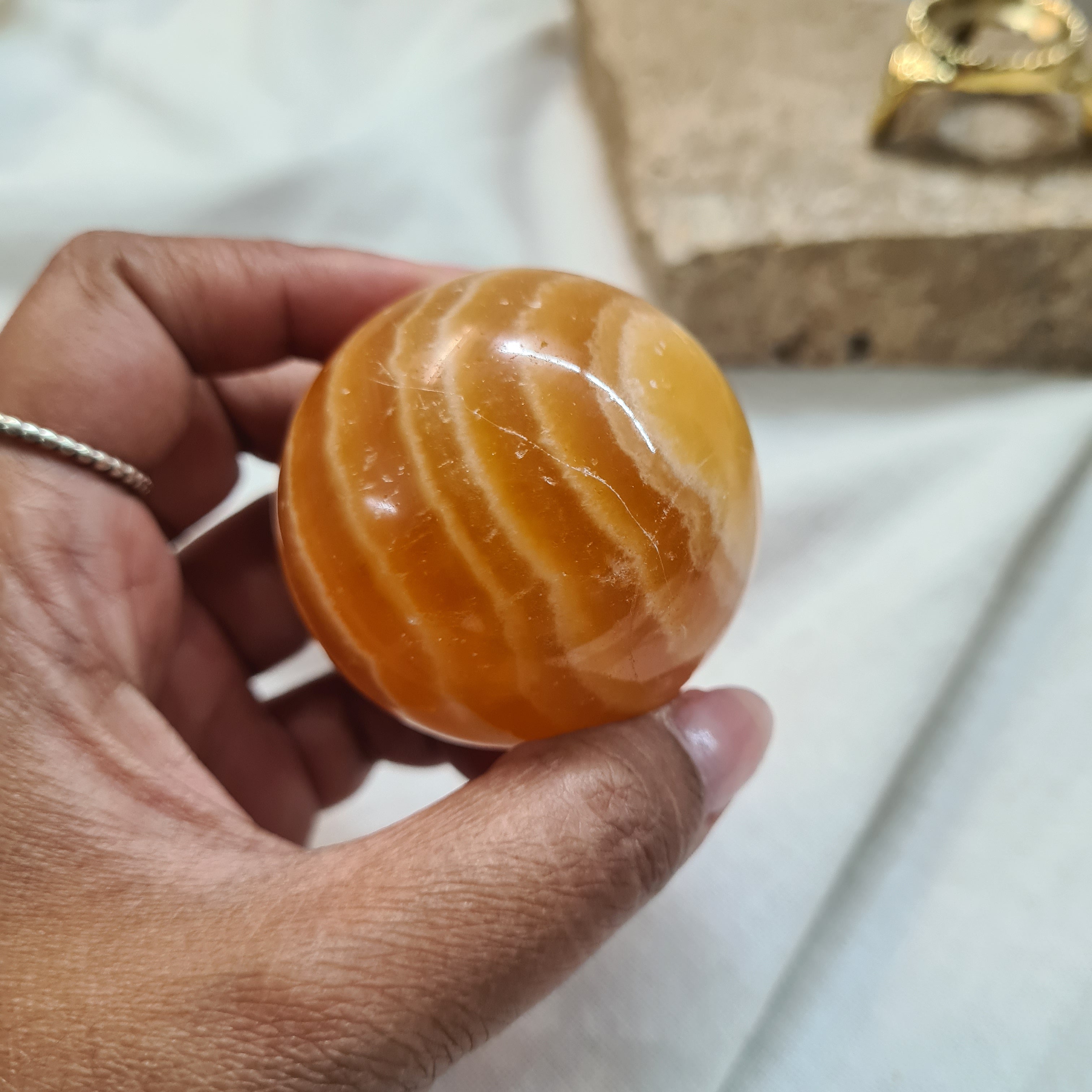 Orange Calcite 🍊 with brass stand | 165 g