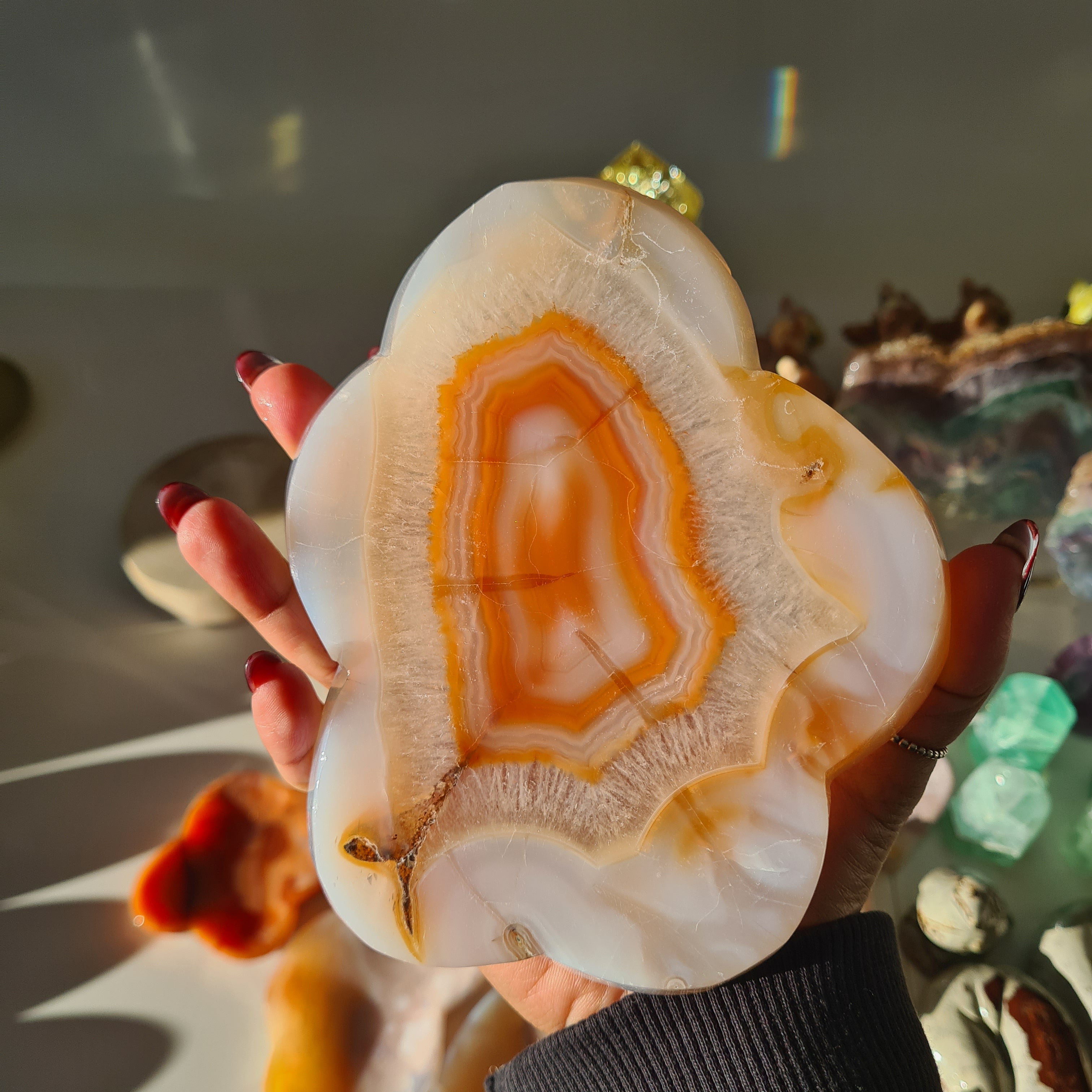 Carnelian Flower Agate Bowl | F | 15 cm