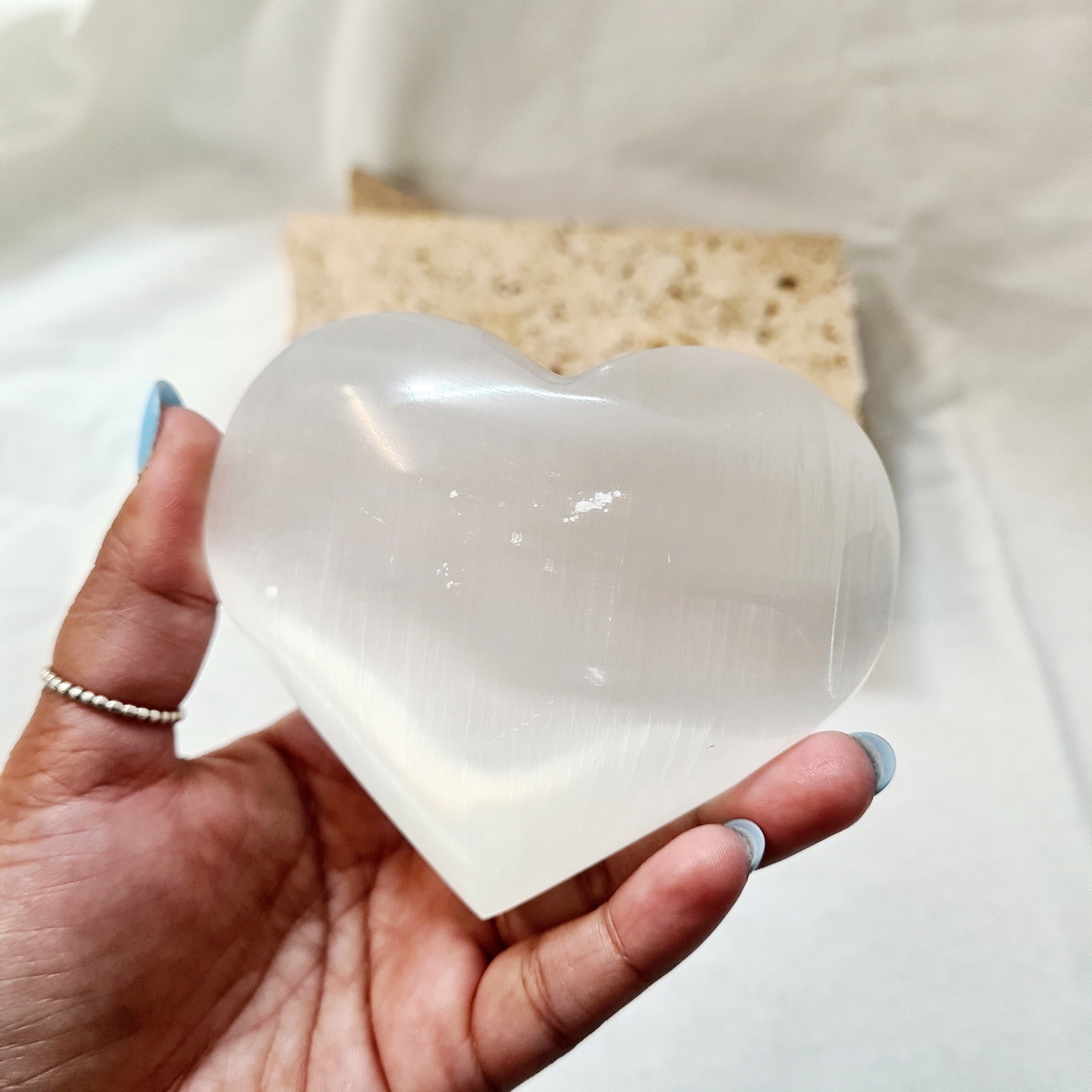 Selenite Puffy Heart | 8 cm