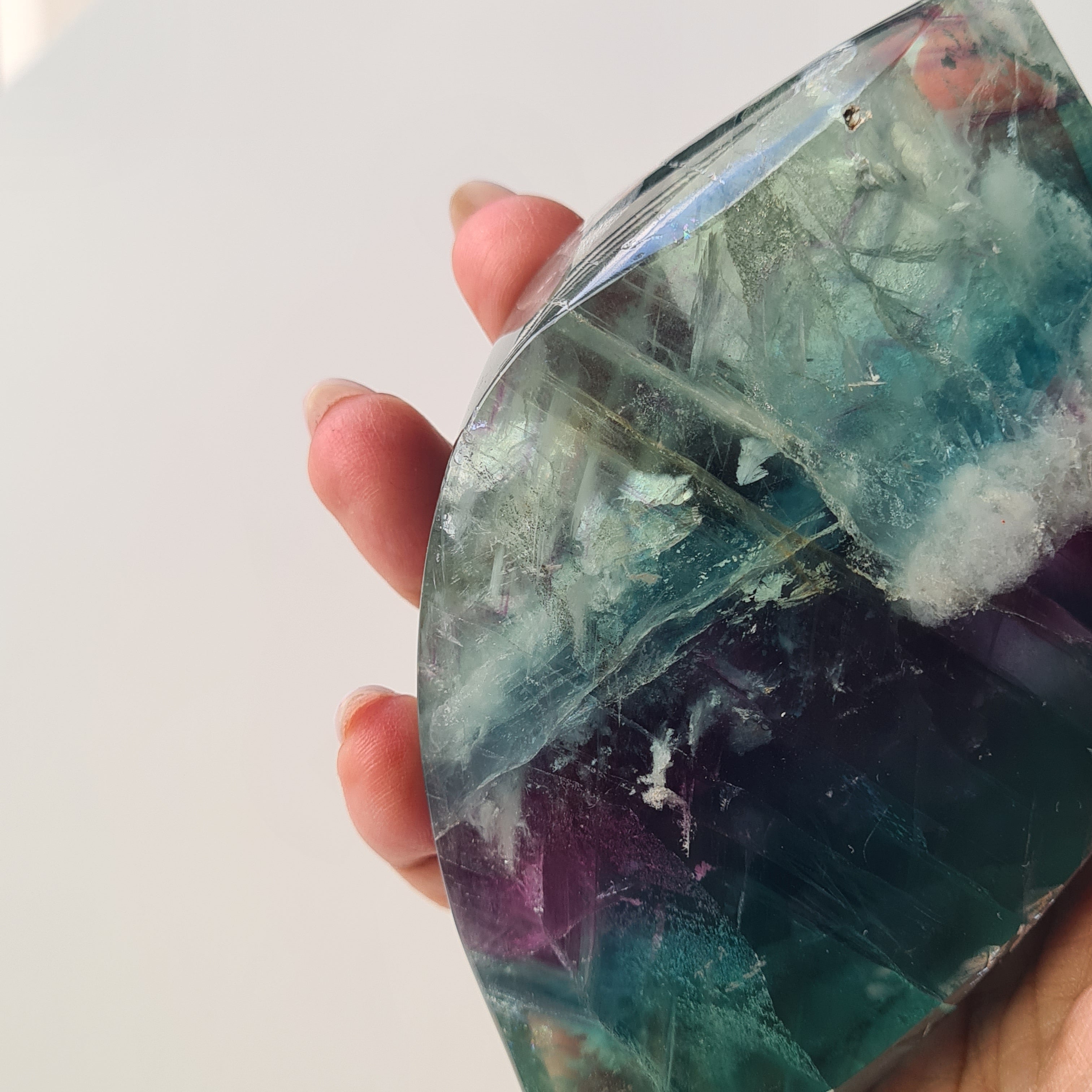 Dreamy Fluorite on Stand | Natural imperfections visible | More green in naked eyes | 19 Cm tall with stand