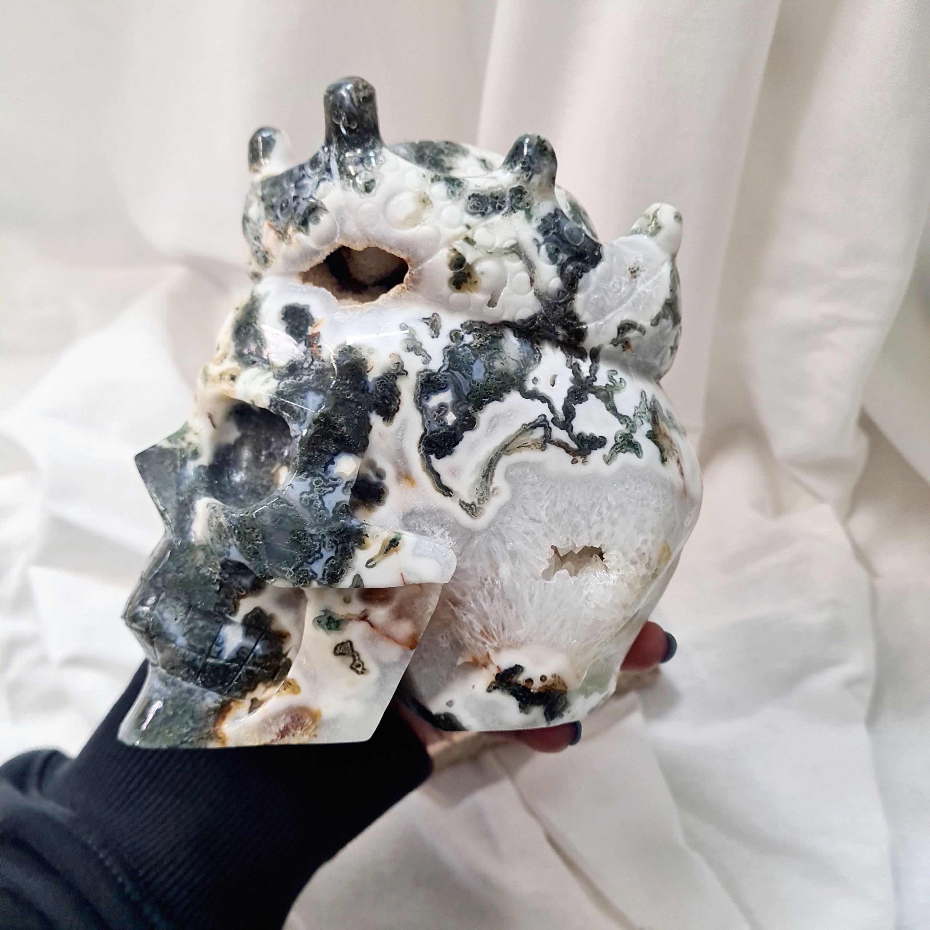 Moss Agate Skull | One of a kind