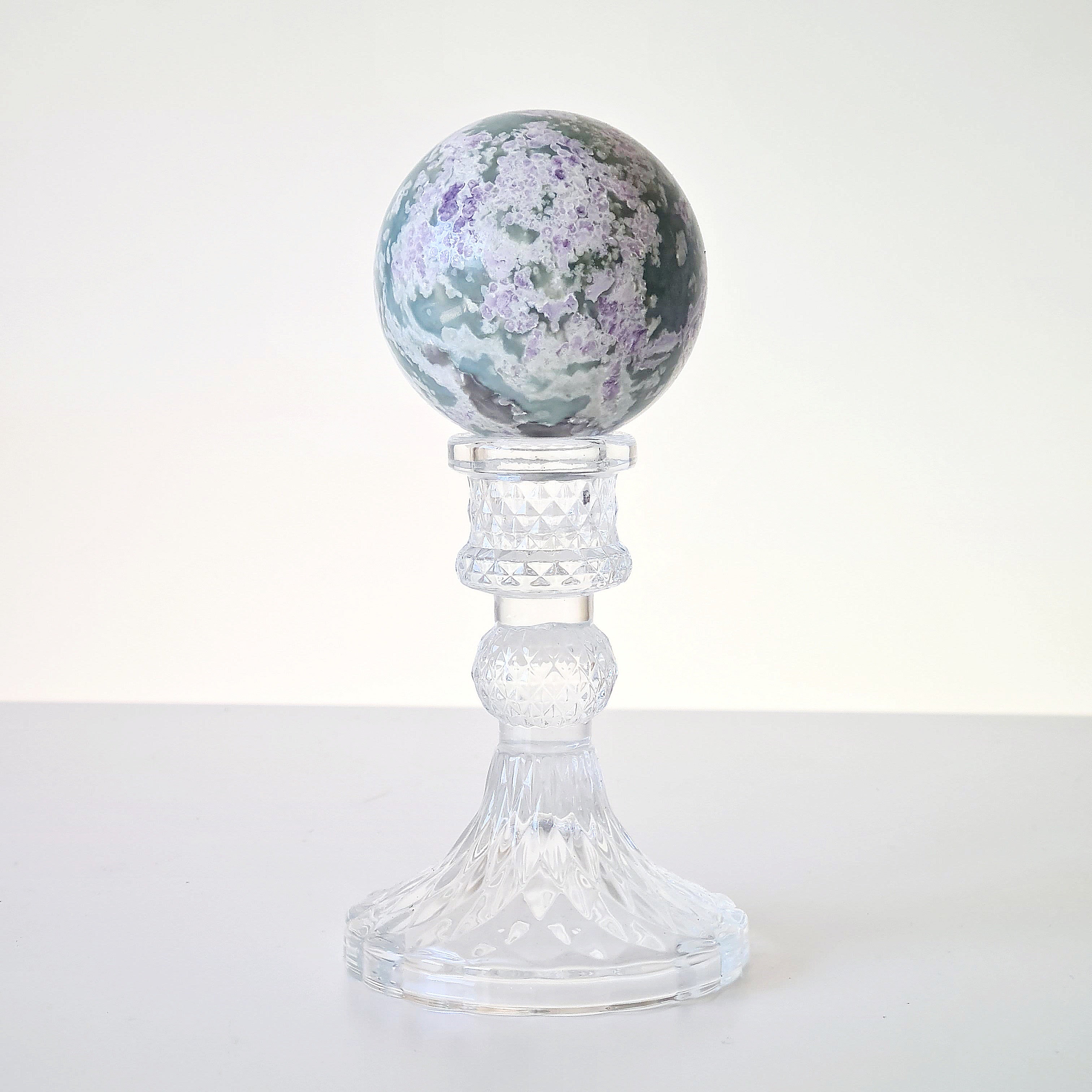 Peace Jade Crystal Sphere With Stand | A