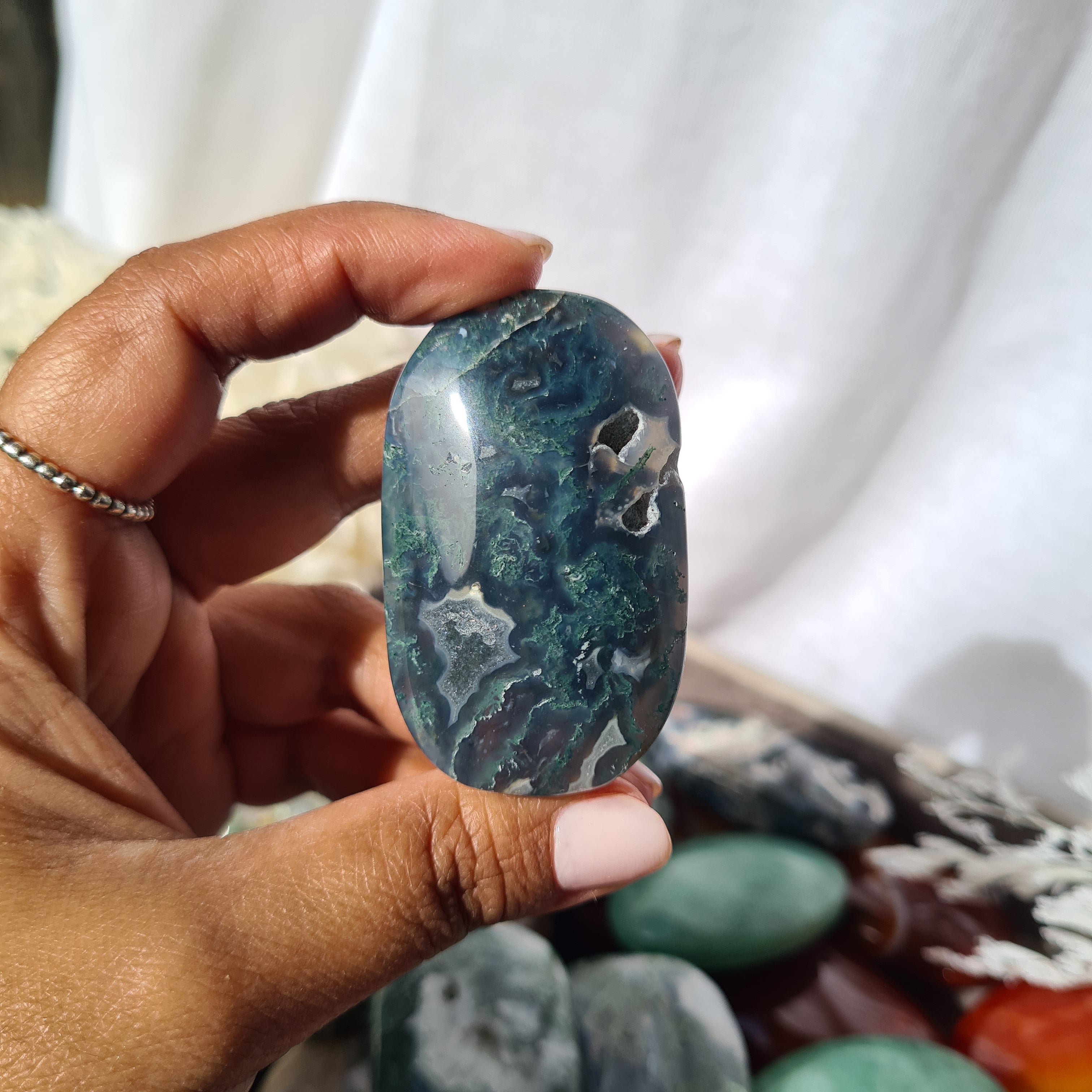 Moss Agate | Palm Stone