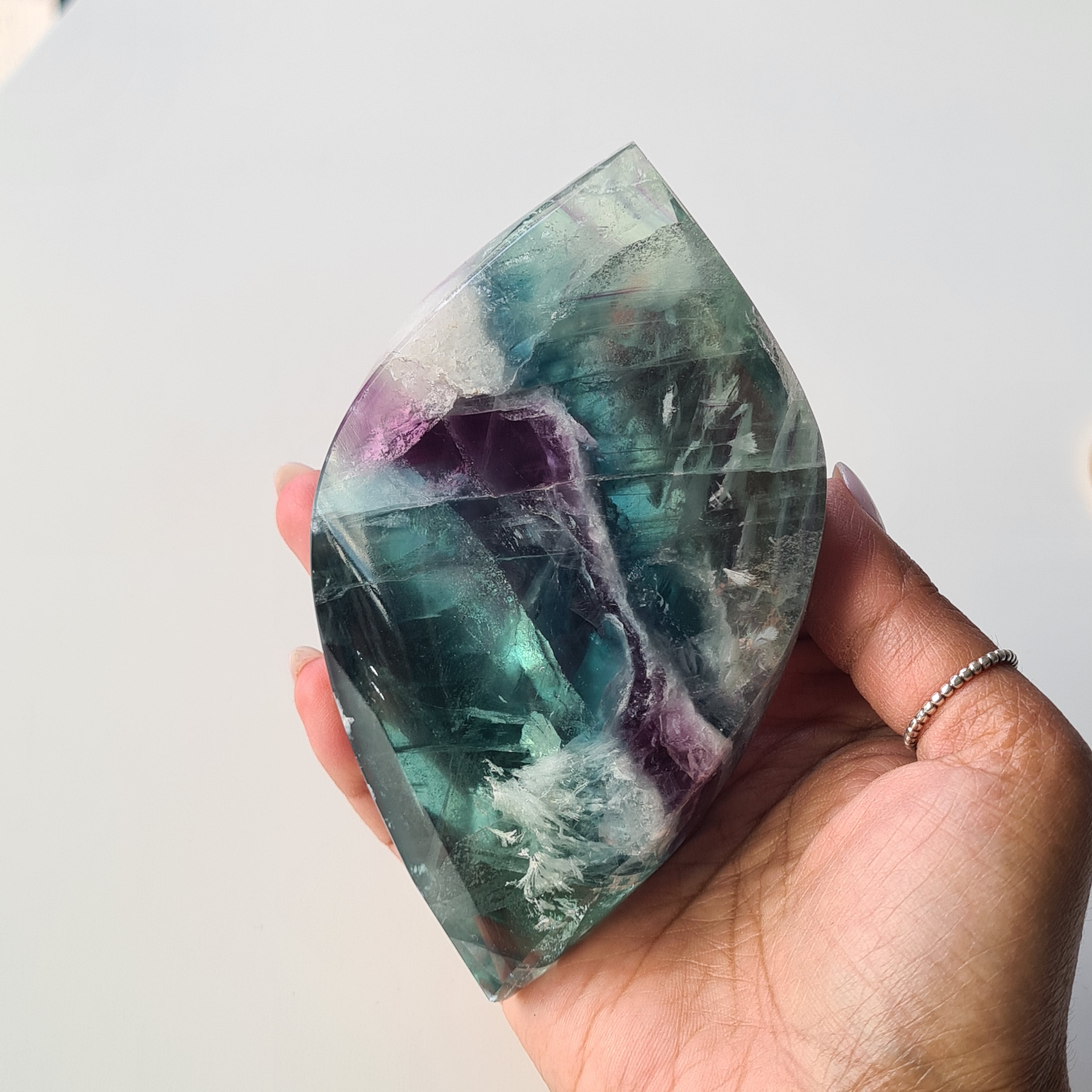 Dreamy Fluorite on Stand | Natural imperfections visible | More green in naked eyes | 19 Cm tall with stand