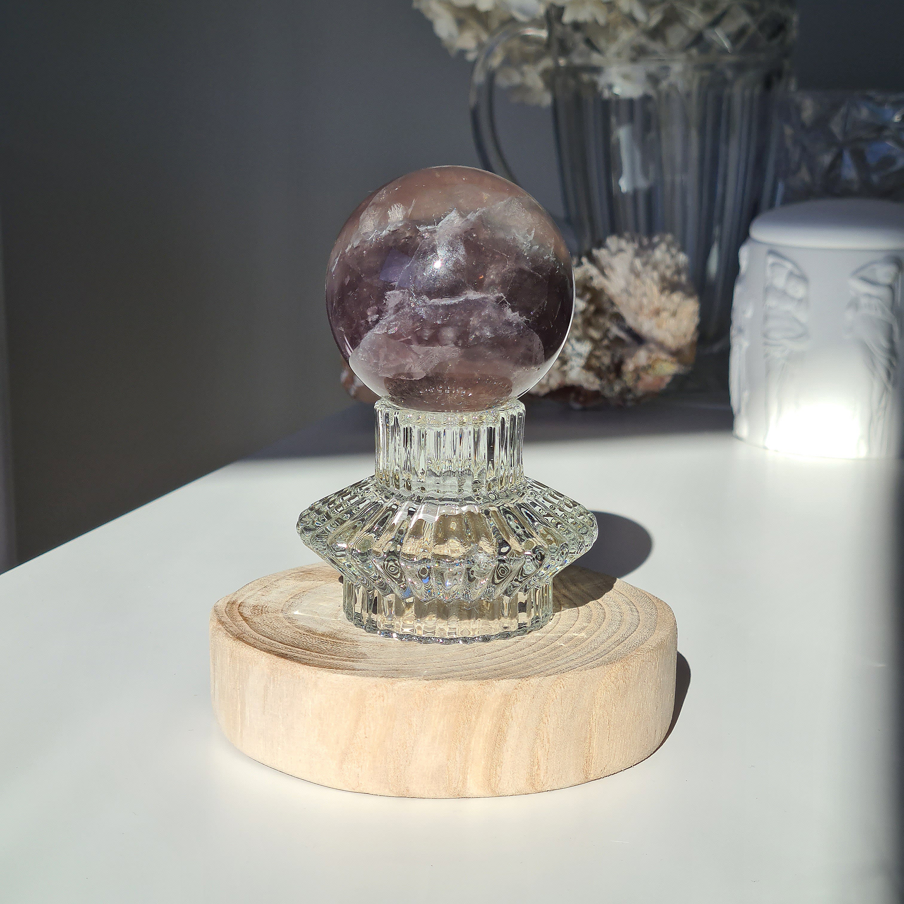 Mica Fluorite Crystal Sphere With Stand | 429 g