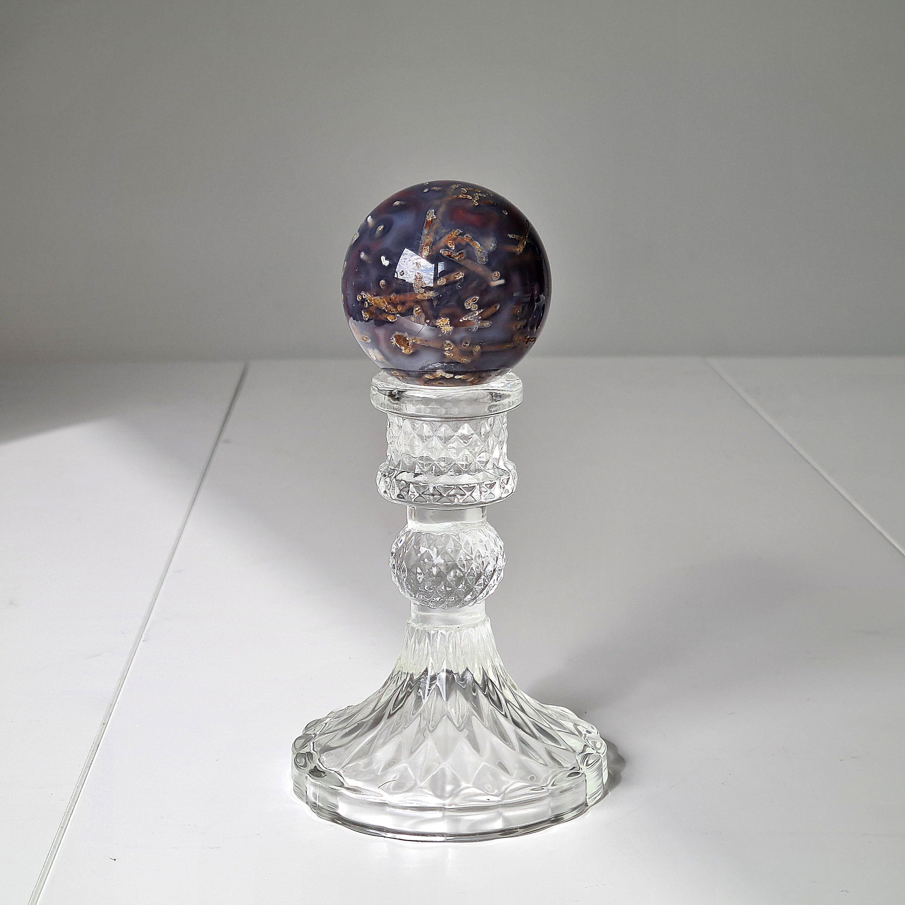 Swazi Agate Sphere with glass stand | F | 160 g | Appx 4.9 cm