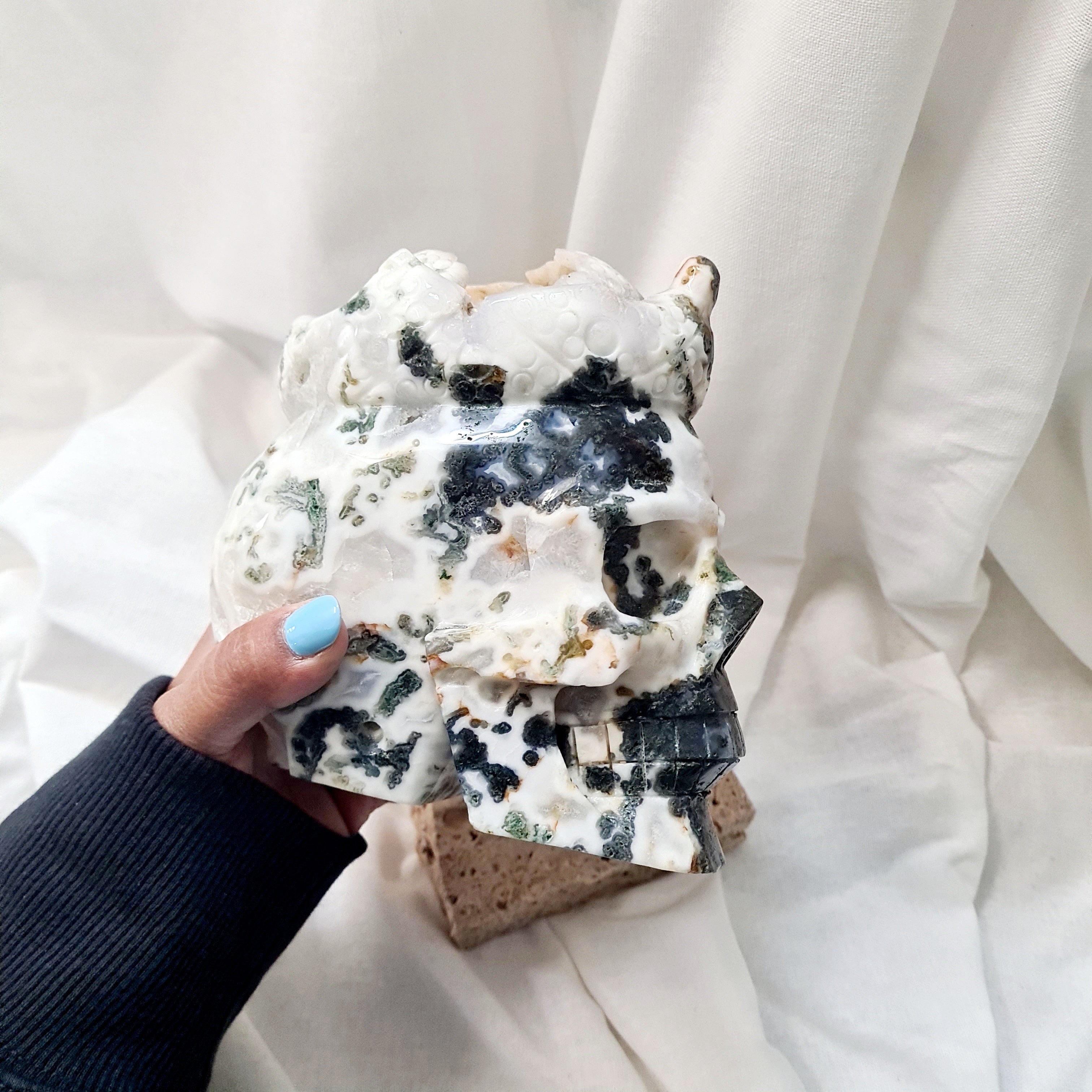 Moss Agate Skull | One of a kind