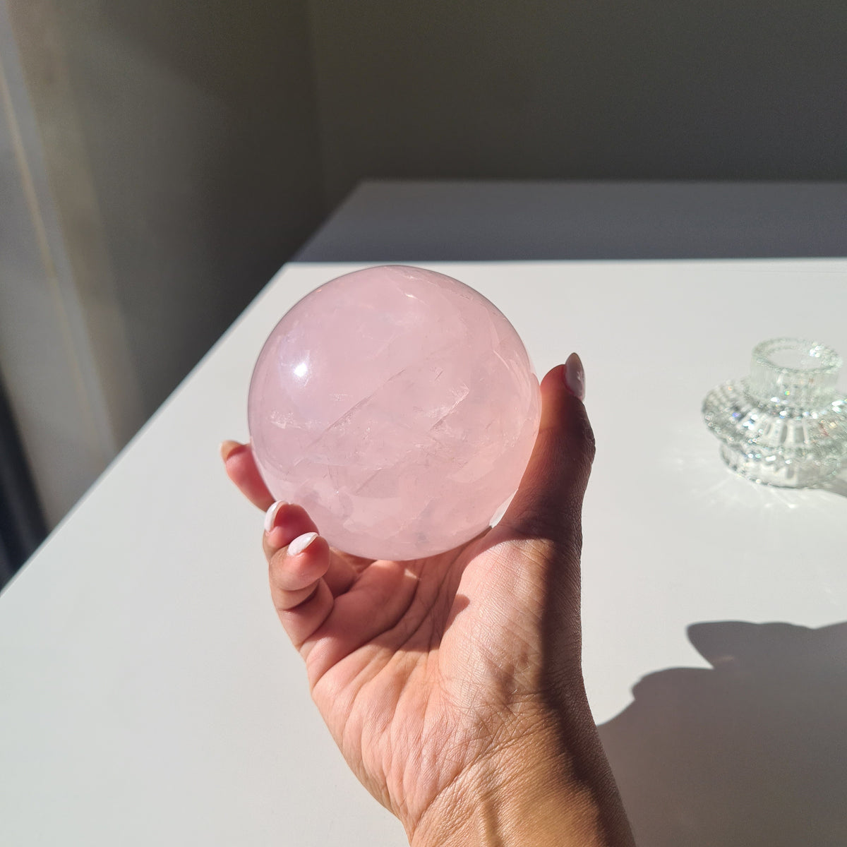 Rose Quartz Sphere 🍬 | With Sphere Stand