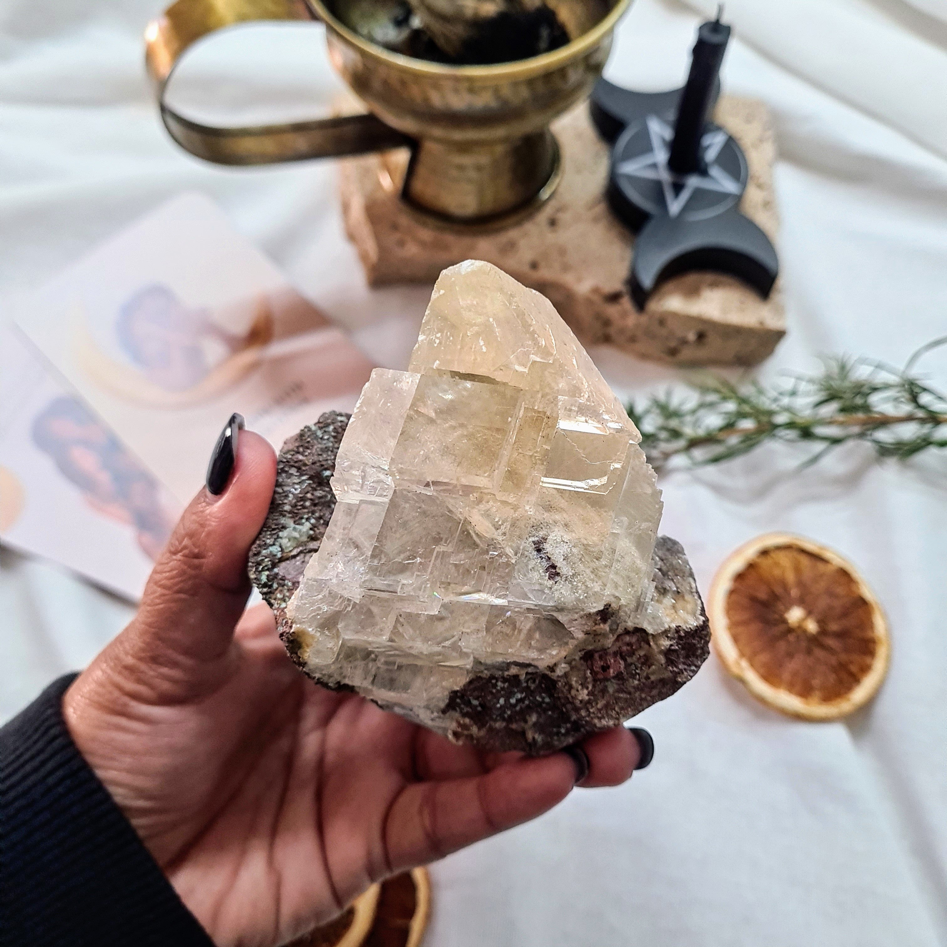 Rainbow Calcite specimen with chalcedony | One of a kind