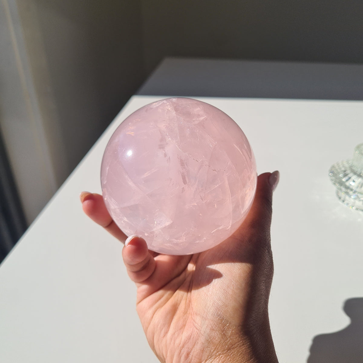 Rose Quartz Sphere 🍬 | With Sphere Stand