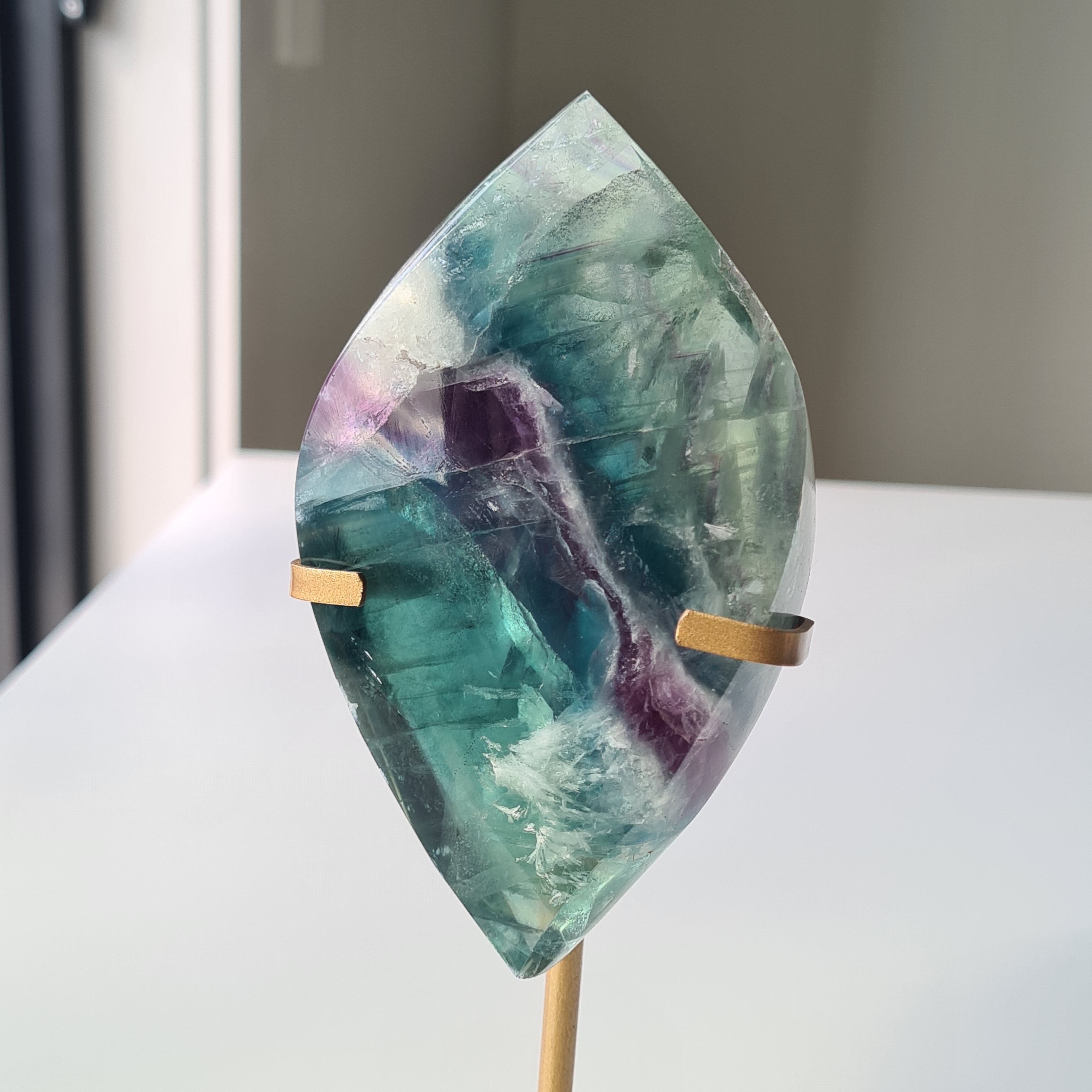 Dreamy Fluorite on Stand | Natural imperfections visible | More green in naked eyes | 19 Cm tall with stand