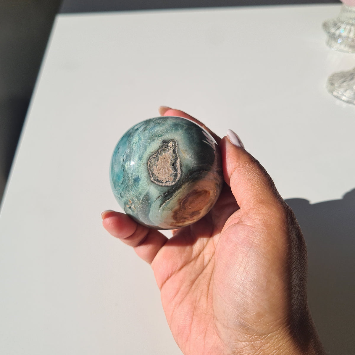 Pastel Ocean Jasper Crystal Sphere