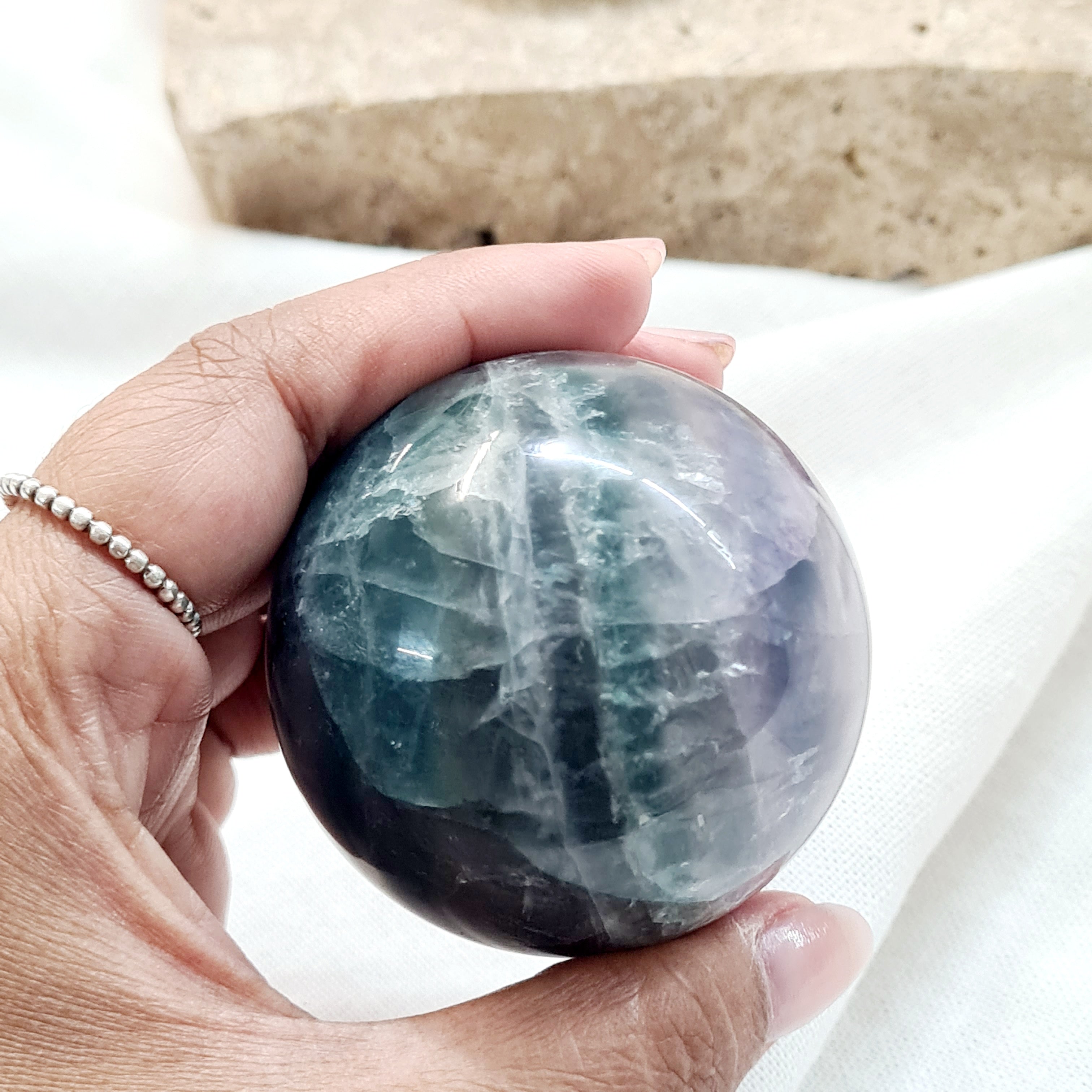 Rainbow Fluorite Sphere with brass stand | 232 g