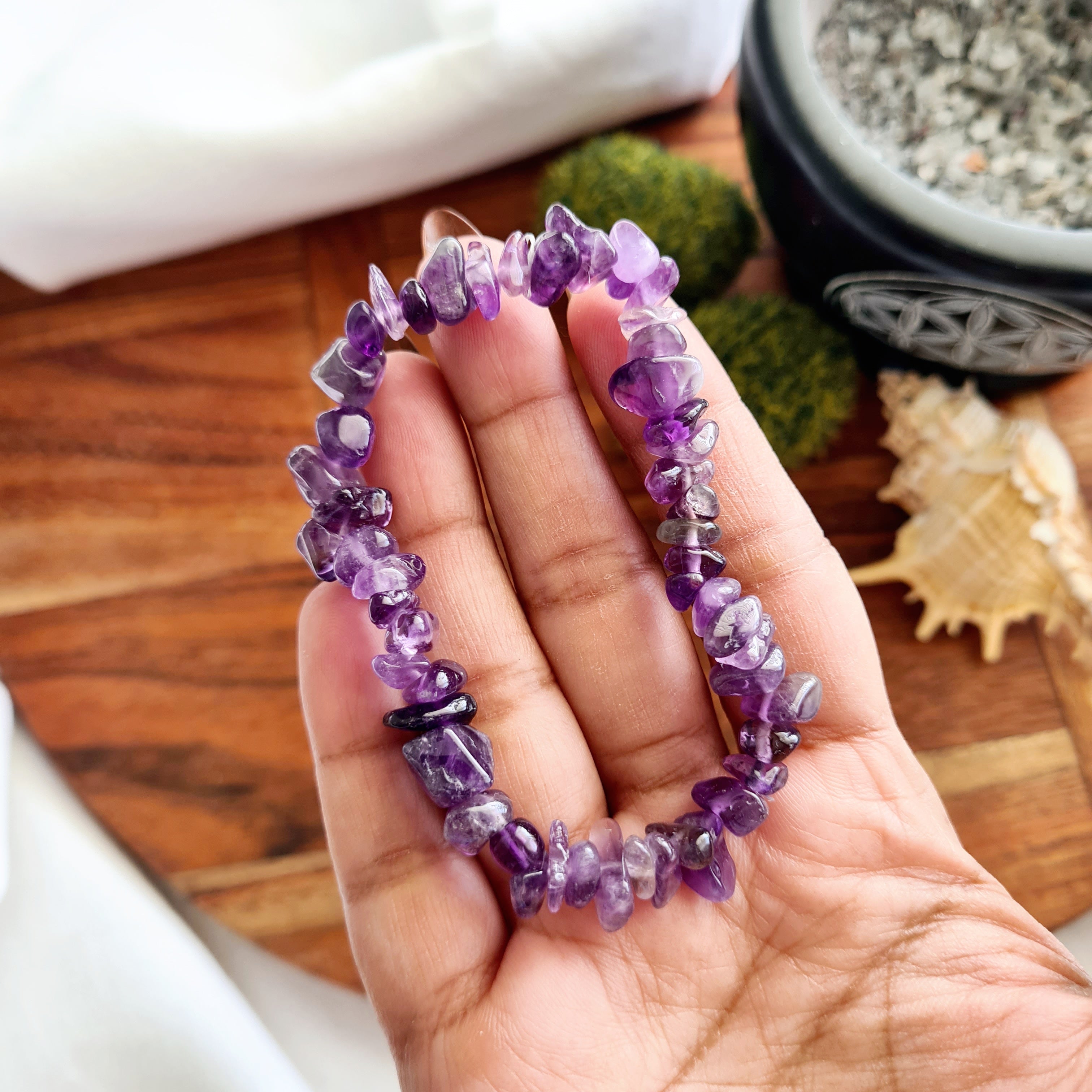 Amethyst Crystal Chips Bracelet | 1 Piece
