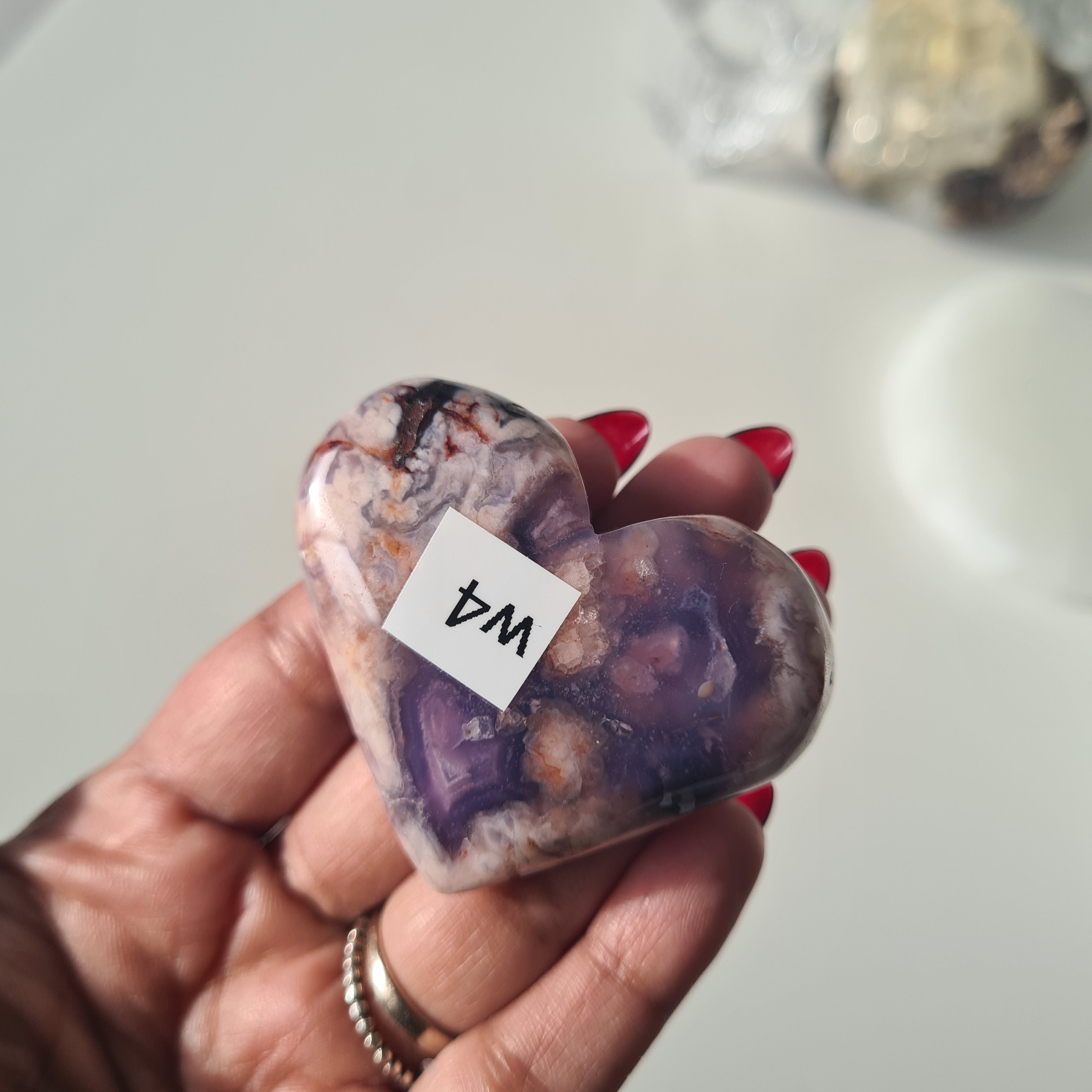 Blue Flower Agate Heart