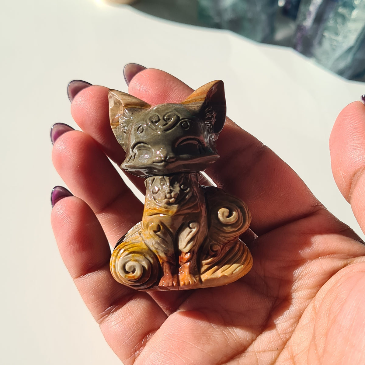 Alashan Agate Fox Carving |  Small Size | 5.1 cm
