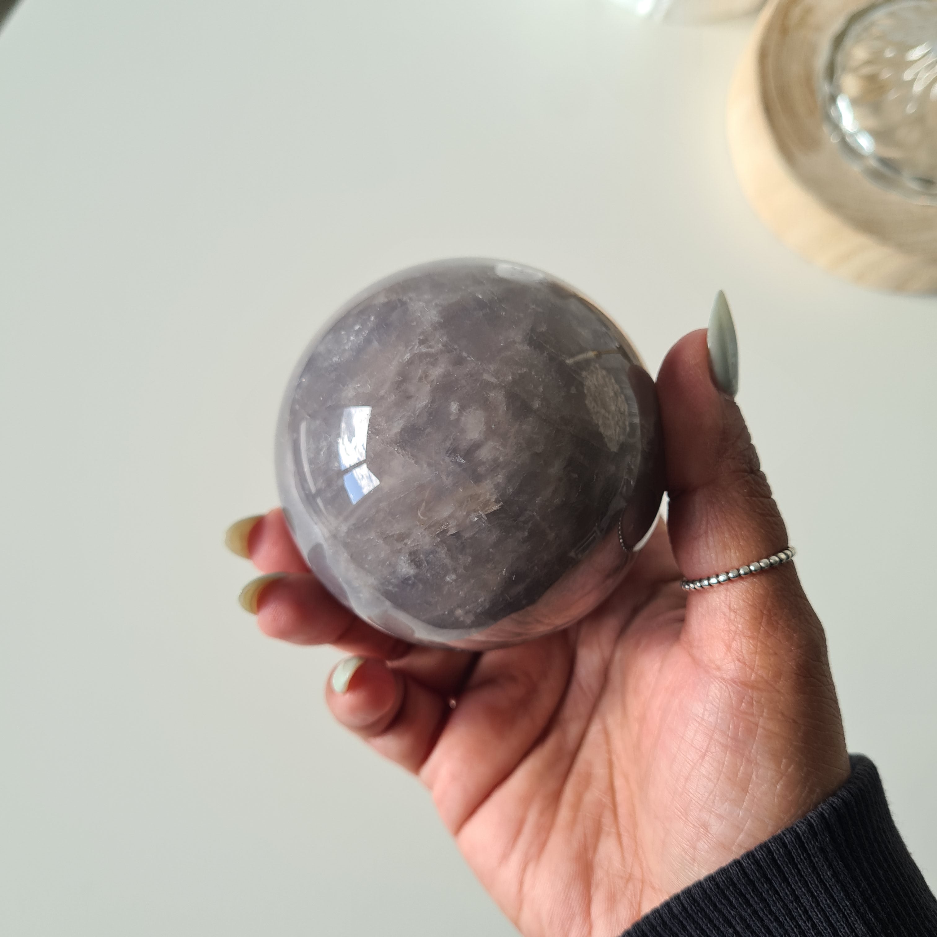 Blue Rose Quartz Sphere with stand | C | 430 g
