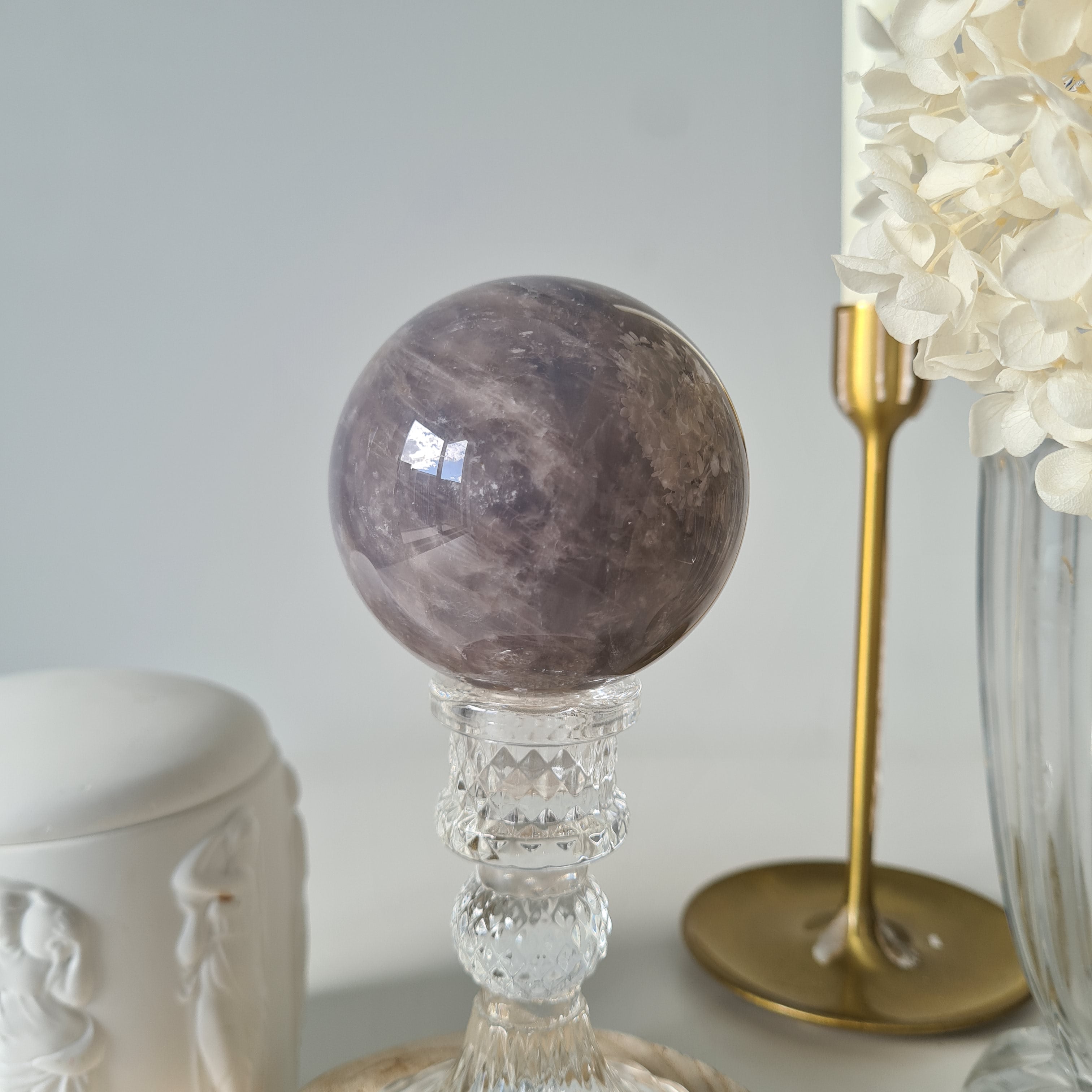 Blue Rose Quartz Sphere with stand | C | 430 g