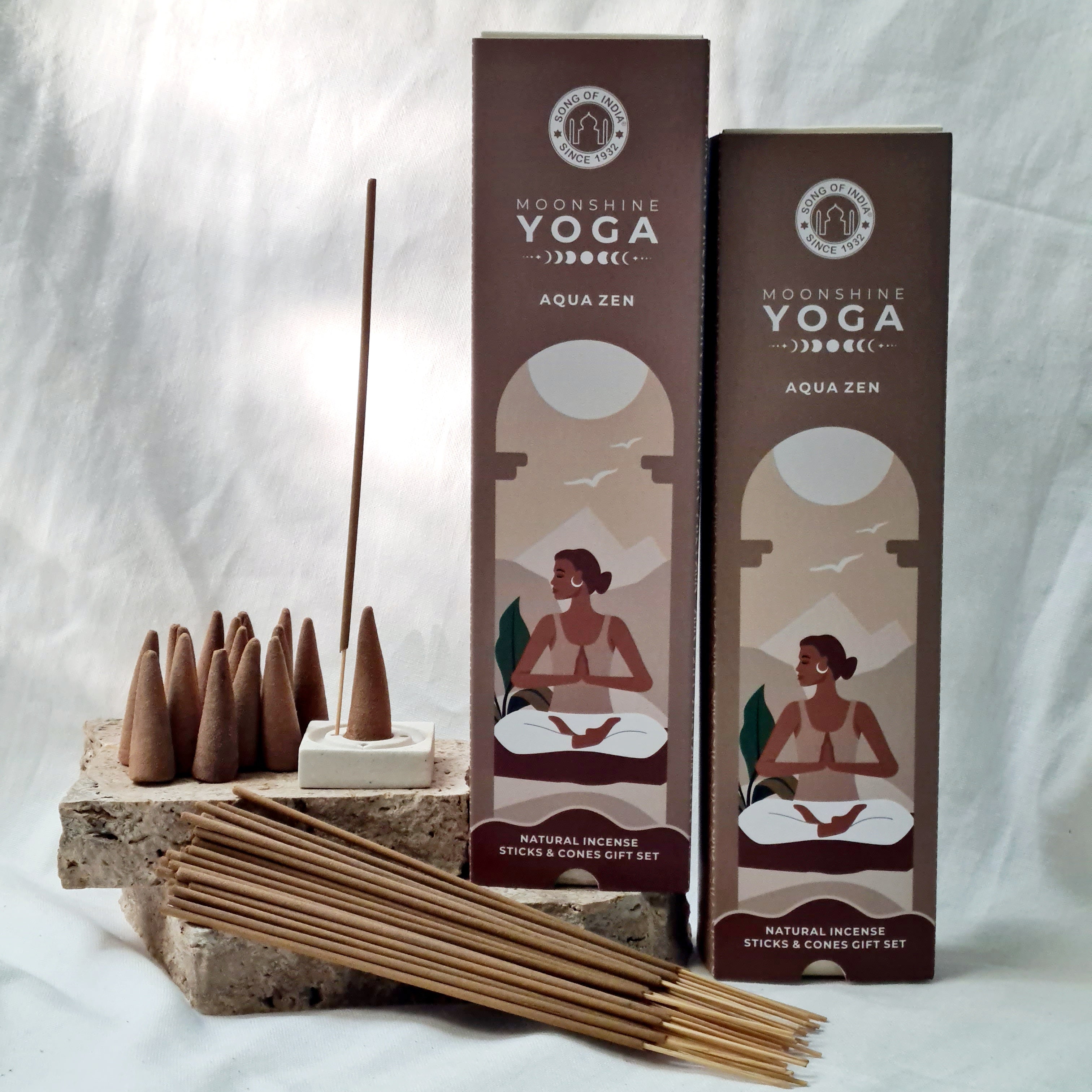 Aqua Zen Incense & Cone Gift Pack | 40 Sticks, 16 Cones & Burner