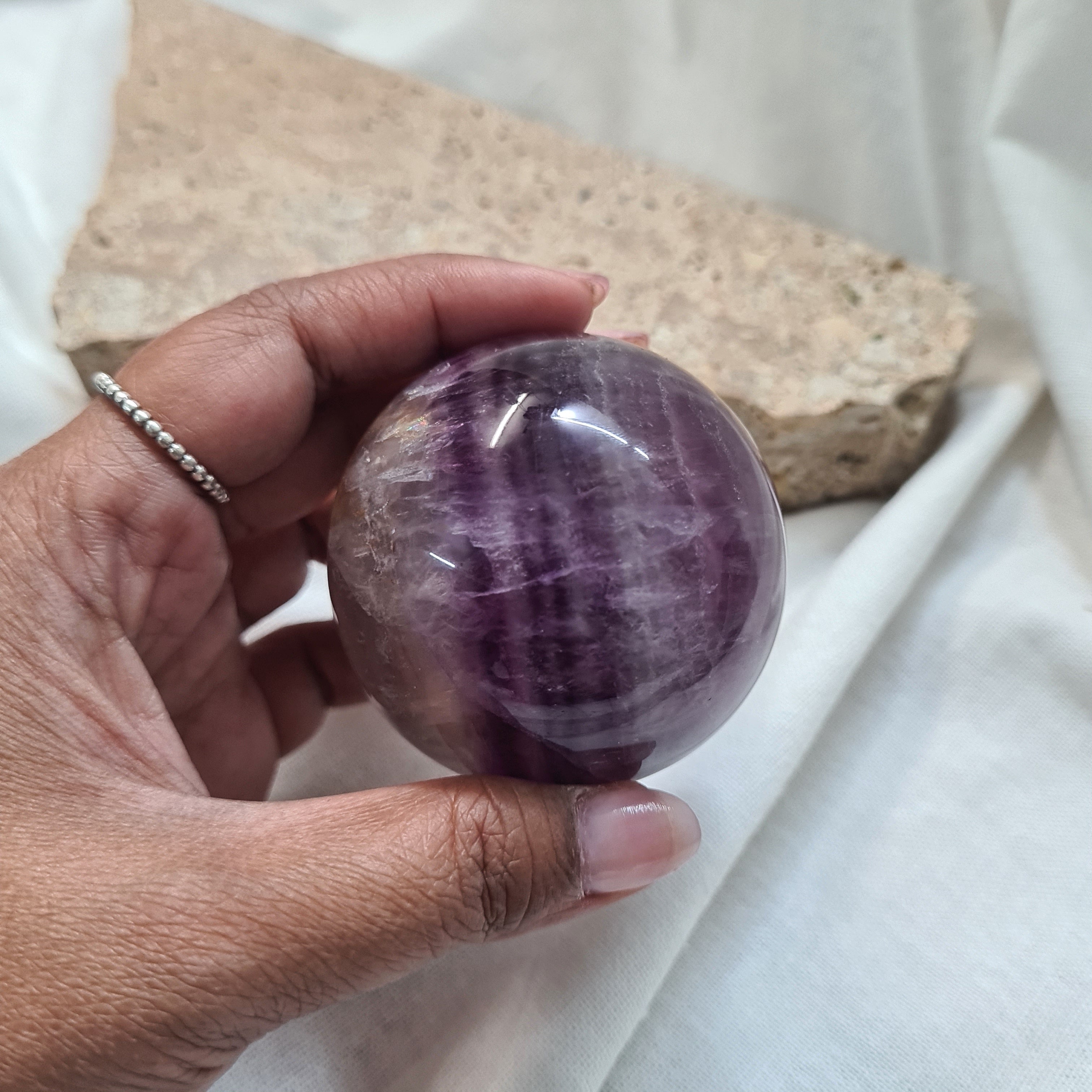 Purple Fluorite Sphere with brass stand | 283 g